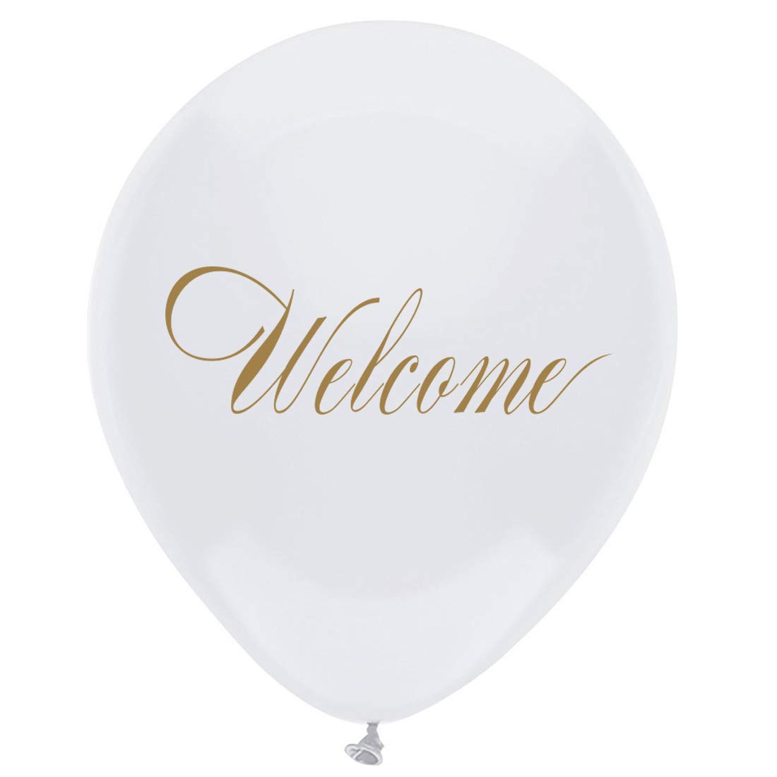 16 Pack White Welcome Latex Balloons with Gold Decor - 12 Inch Party Balloons for Wedding, Birthday, Baby Shower & Bachelorette - Elegant Celebration Decorations for Home & Event Decor