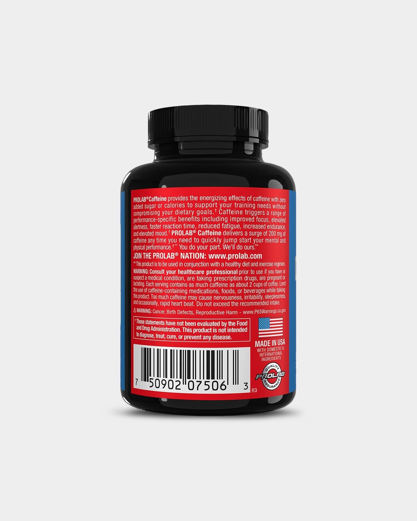 Prolab Nutrition Caffeine Pills 200mg - 100 Capsules | Energy Booster & Mental Focus Supplement for Workouts, Study & Long Hours | Premium Stimulant for Athletes & Professionals