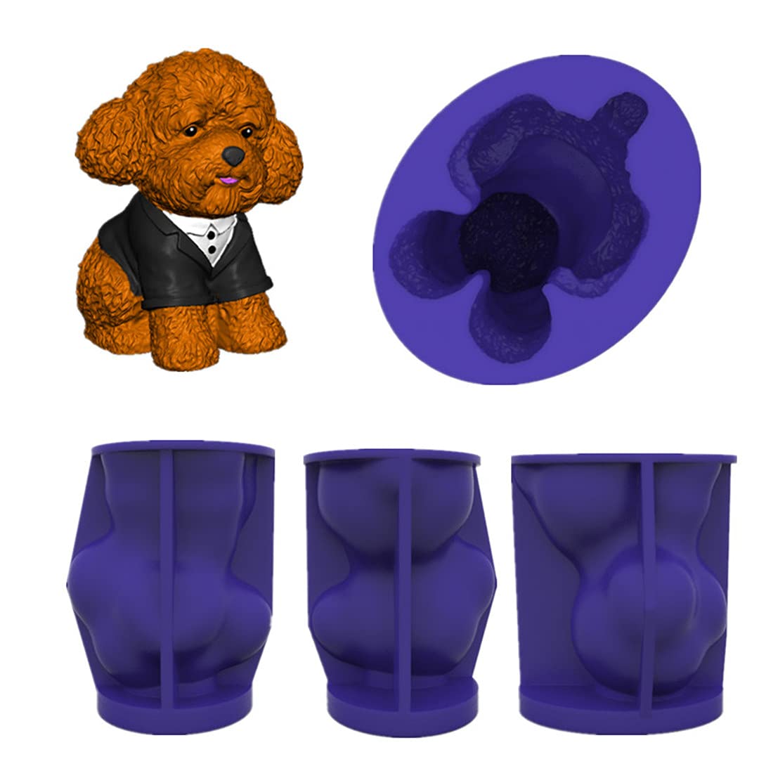 3D Silicone Dog Candle & Soap Molds - Pug Teddy Dog Fondant Chocolate Cake Baking Molds for DIY Art Crafts | Perfect for Birthday Parties, Wedding Decorations, and Home Baking Projects