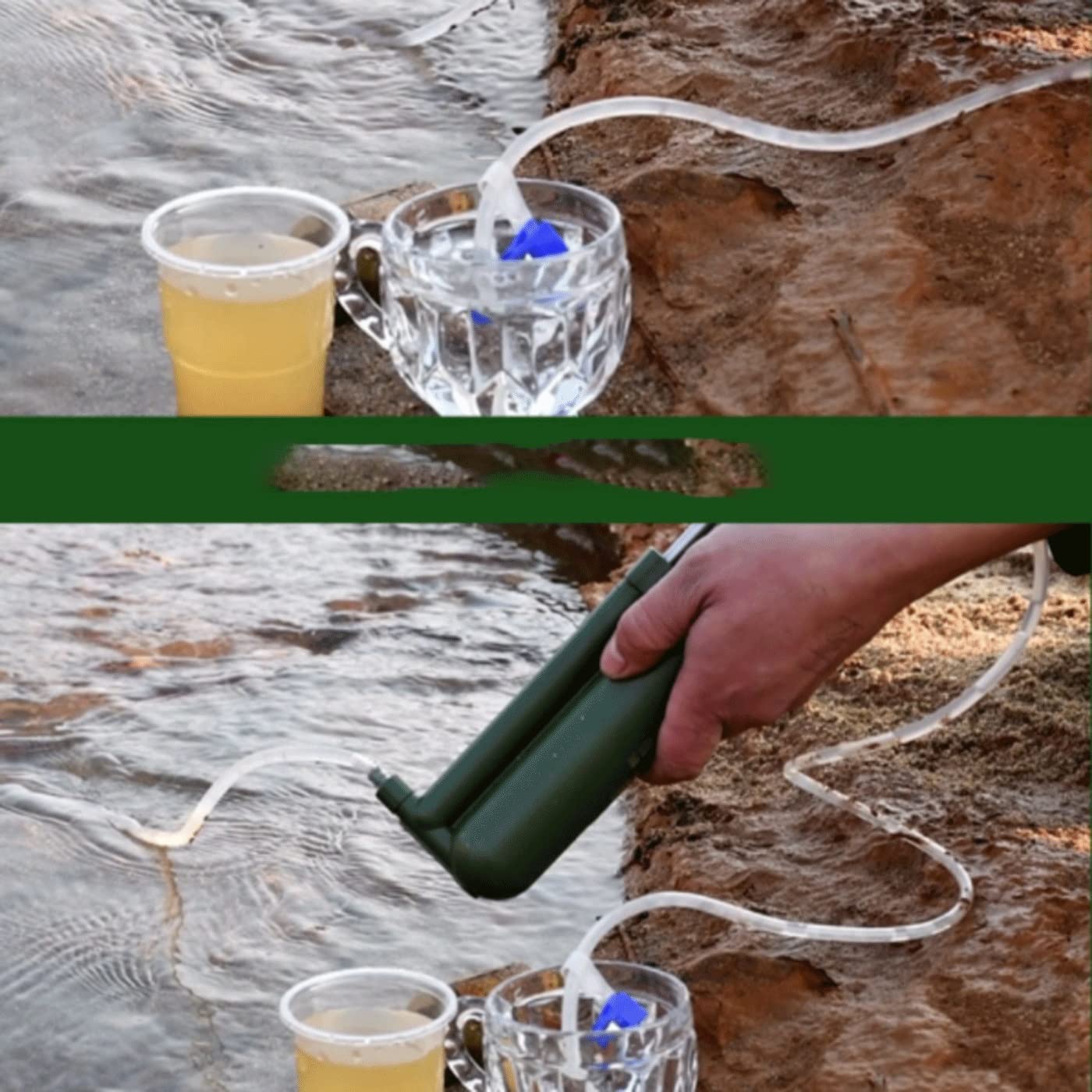 Portable Reverse Osmosis Water Filtration System - 0.01 Micron High Precision Water Purifier for Hiking, Camping, Travel & Emergency Survival Gear | Compact & Lightweight | Perfect for Outdoor Adventures, Disaster Preparedness & Off-Grid Living (Green)