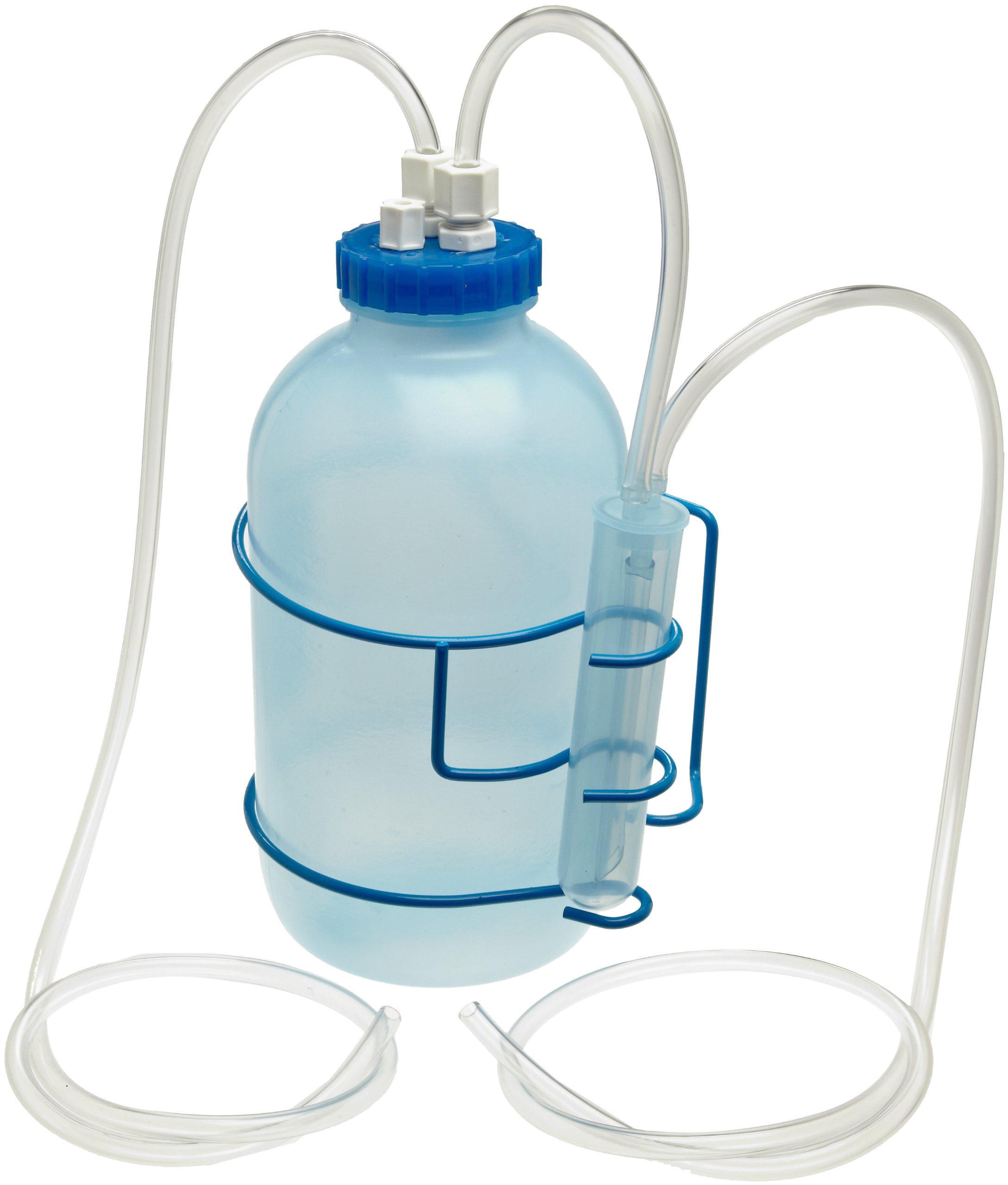 SP Bel-Art 1.0 Gallon Blue Plastic Vacuum Aspirator Bottle (F19917-0002) - Ideal for Laboratory, Medical, and Scientific Liquid Transfer Applications