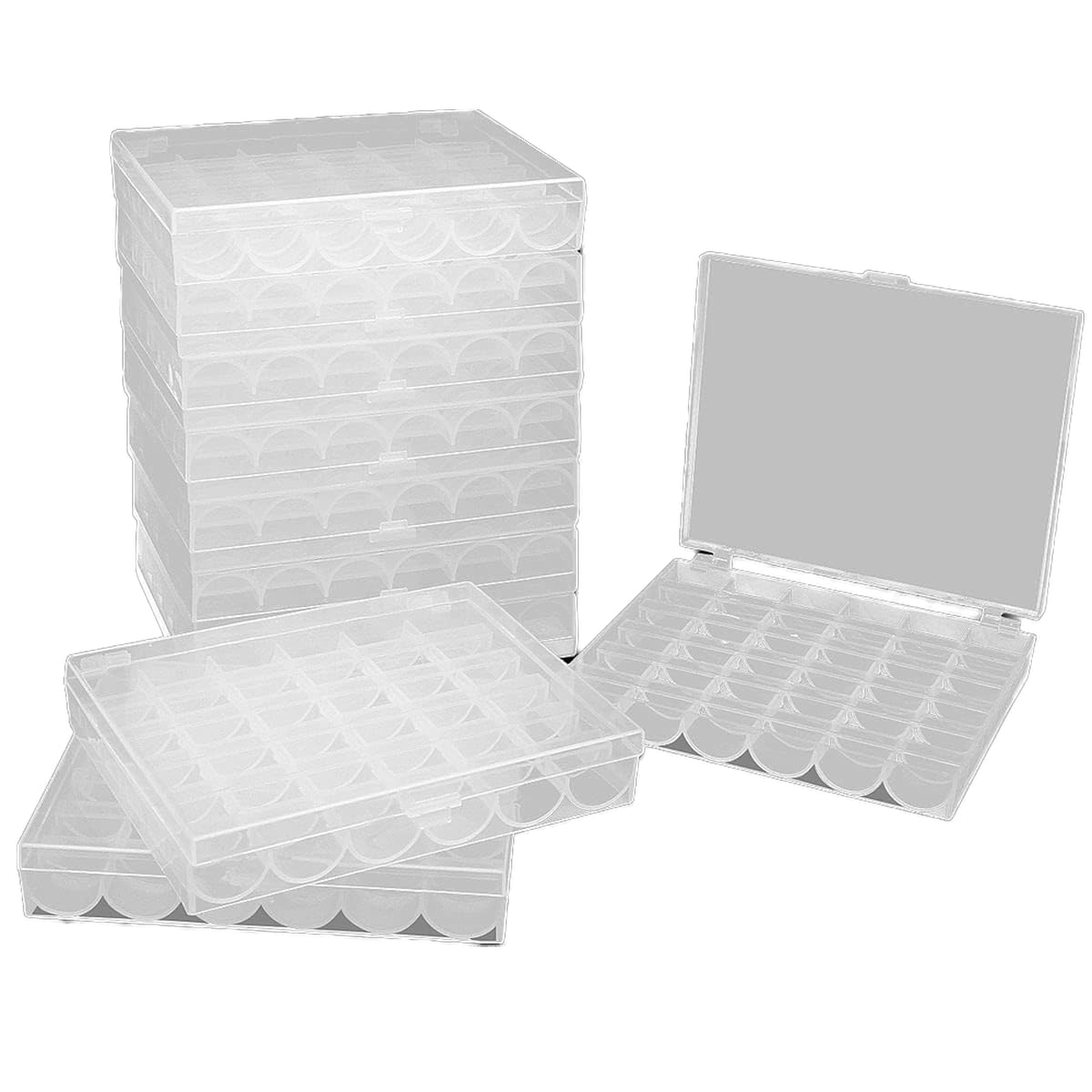 ZOEYES 10 Pack Clear Plastic Bobbin Organizer with 36 Slots - Sewing Machine Bobbin Storage Case for Thread Spools - Perfect for Quilting, Embroidery & Sewing Projects