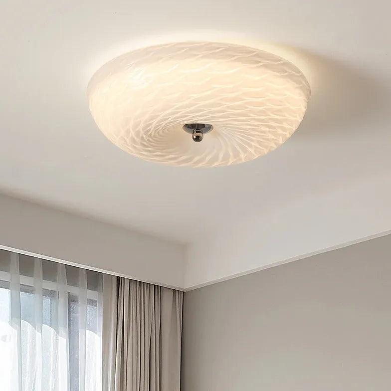Round Glass Ceiling Light Fixture - Modern White Bedroom Lighting for Home Decor & Ambiance