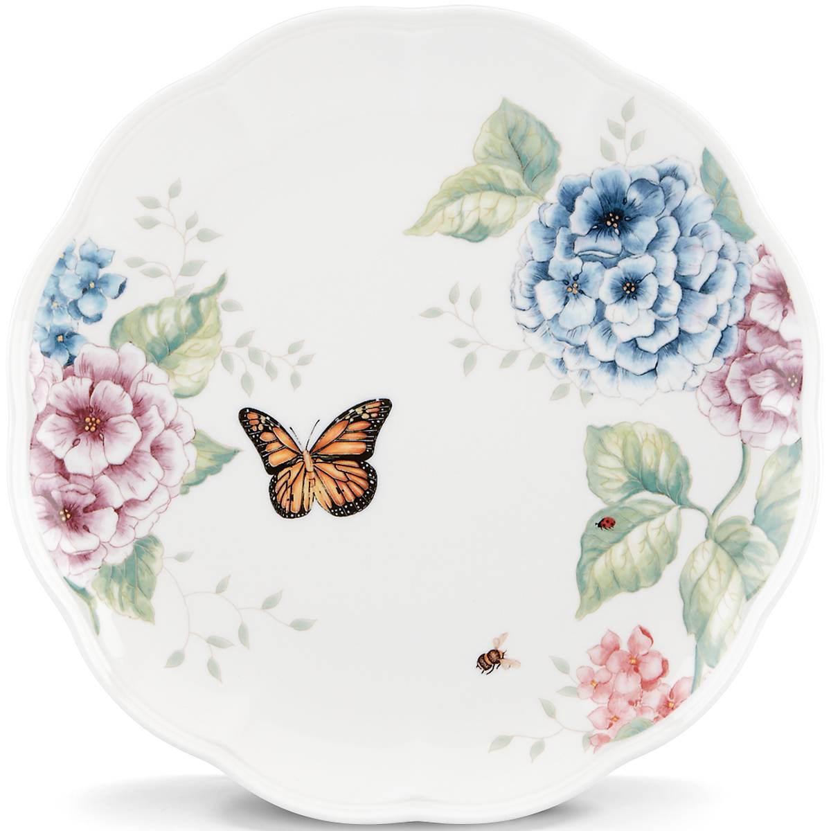 Butterfly Meadow Hydrangea Dinner Plate - Floral Design Ceramic Plate for Dining, Parties & Home Decor - Elegant Dinnerware for Restaurants, Weddings & Special Occasions