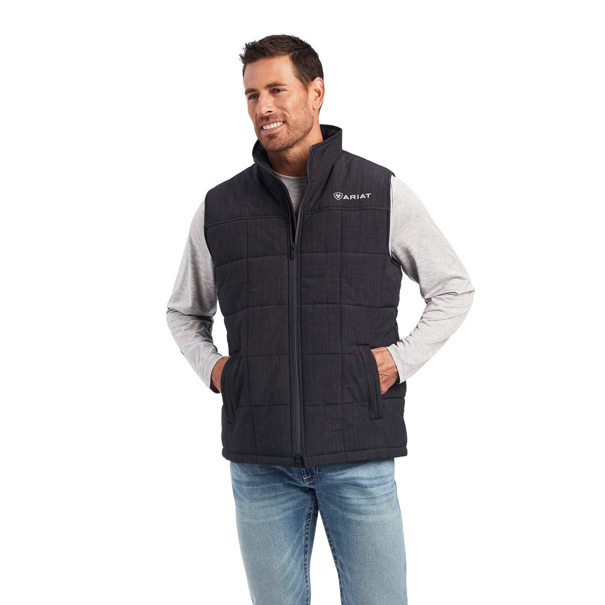 ARIAT Men's Crius Insulated Winter Vest - Lightweight Puffer Jacket for Outdoor Activities, Hunting & Casual Wear - Water-Resistant & Warm Quilted Design