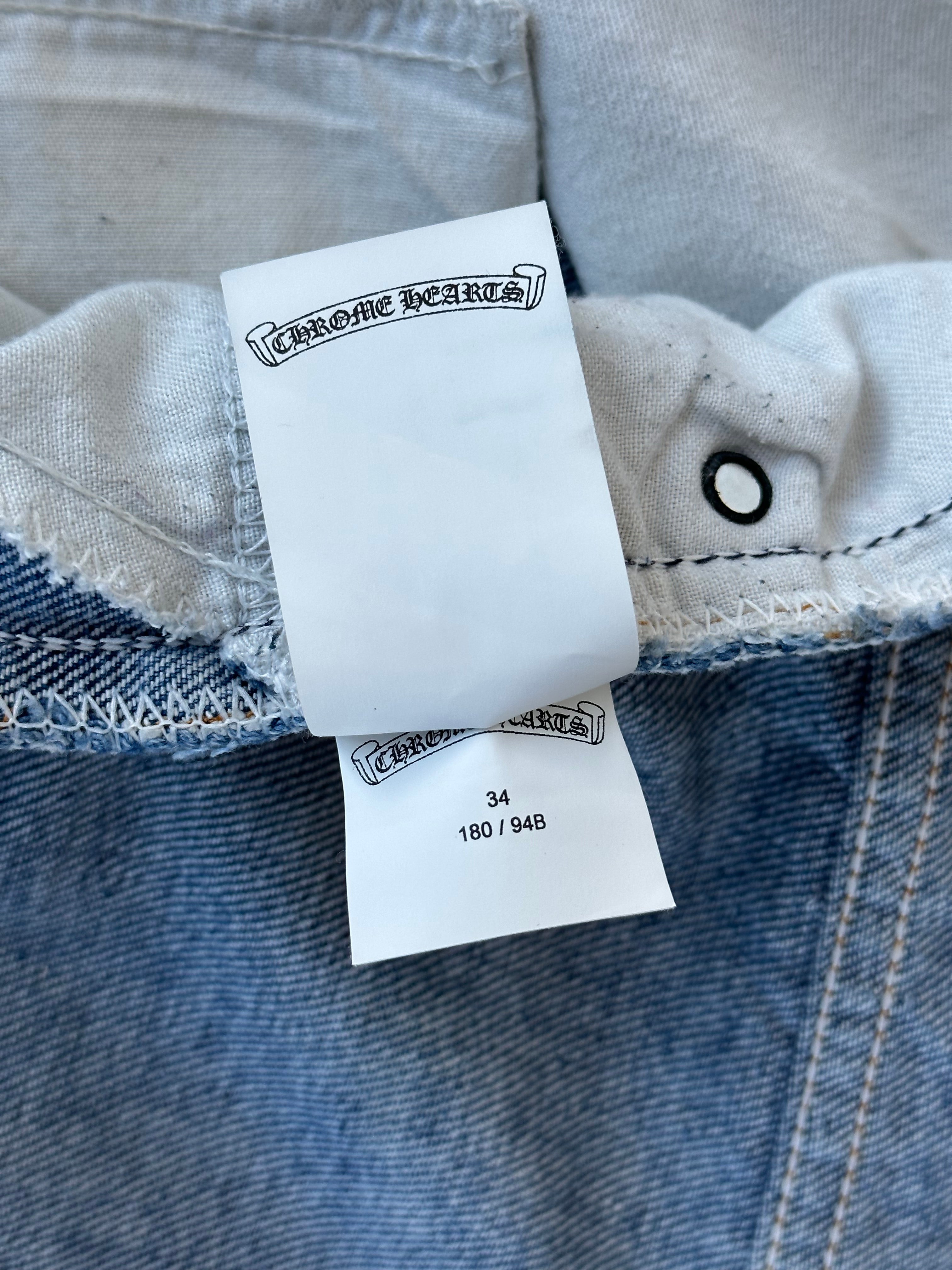 Chrome Hearts x Levi's Blue & Black Cross Patch Denim Jeans for Men - Stylish Streetwear & Casual Outfits