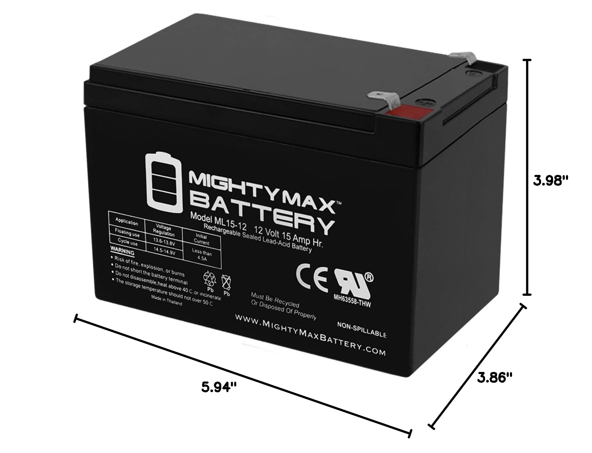 Mighty Max 12V 15AH F2 Replacement Battery for X-treme XB-500 Electric Scooter - Perfect for Commuting, Campus Transport & Last-Mile Delivery