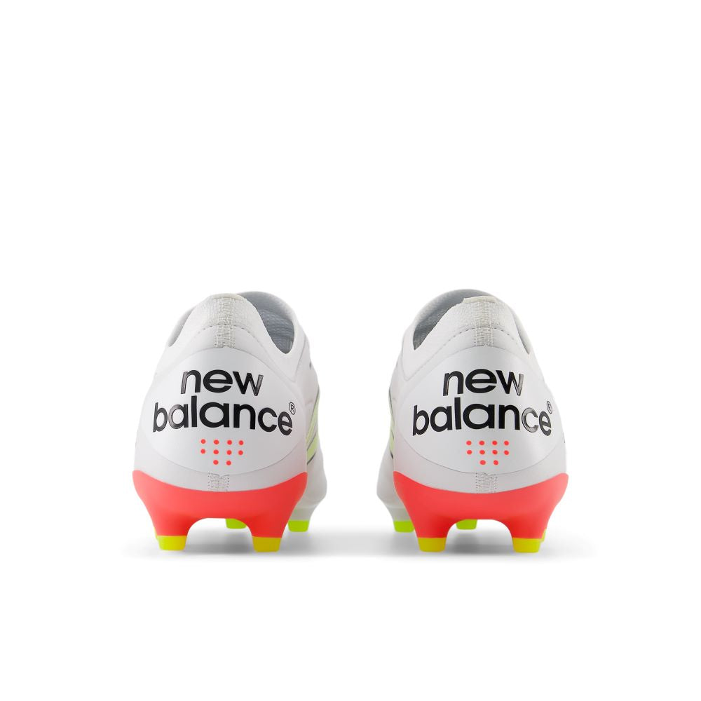 New Balance 442 Elite FG V2 Soccer Cleats for Men - White/Energy Red/Highlite - Firm Ground Football Shoes for Competitive Play & Training