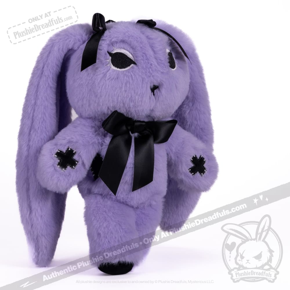Goth Rabbit Plush Stuffed Animal - Soft Dark Aesthetic Plushie Dreadfuls for Gothic Decor, Bedroom Cuddling & Alternative Gift Ideas