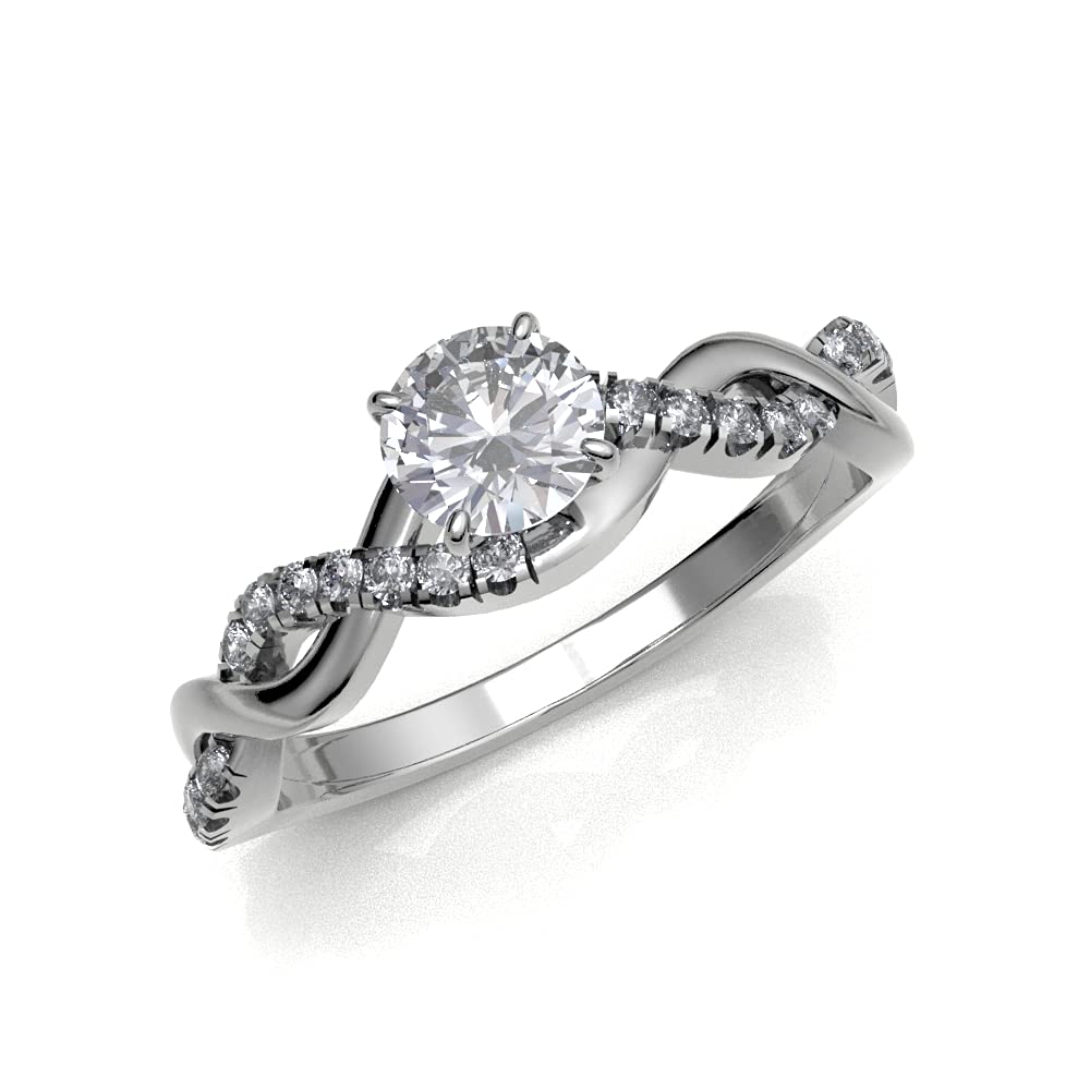 0.70 Carat Solitaire Diamond Engagement Ring 14K White Gold - 0.55 Carat Certified Center Diamond, Split Shank Setting, Infinity Wedding Band for Women (Color HI, Clarity I1/I2) - Perfect for Proposals, Anniversaries & Special Occasions