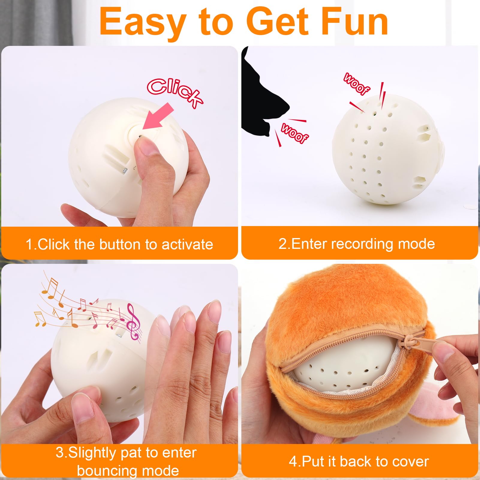 Interactive Dog Toys for Small Medium Large Dogs - Squeaky Moving Ball with Chewable Plush Cover & Music, Active Pet Plush Toy for Chasing & Playtime (Little Dog Pattern) - Perfect for Indoor Exercise, Training & Boredom Relief