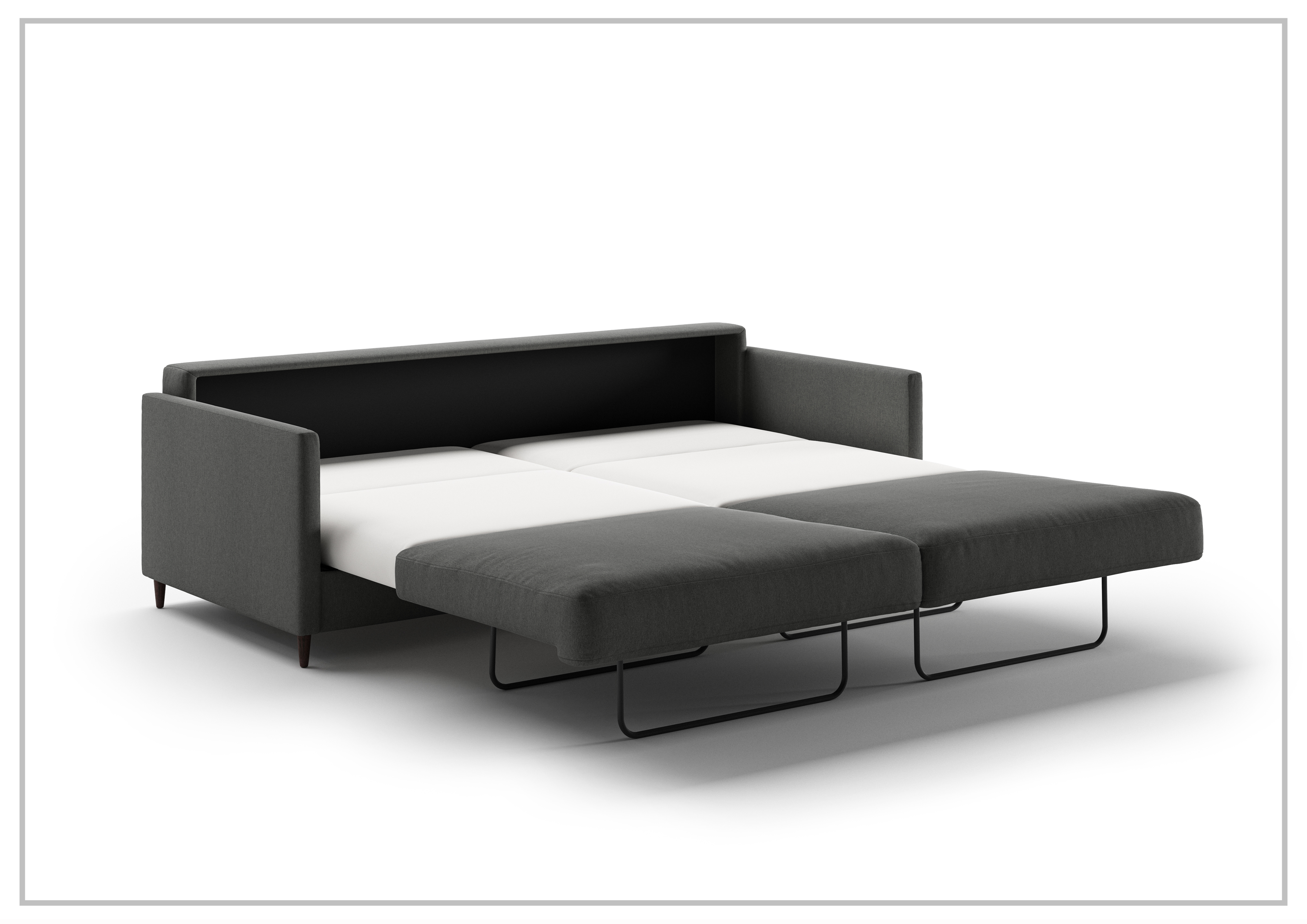 Luonto Elfin Fabric King Sleeper Sofa with Chrome or Wood Legs - Convertible Sofa Bed for Small Spaces, Guest Room & Apartment Living