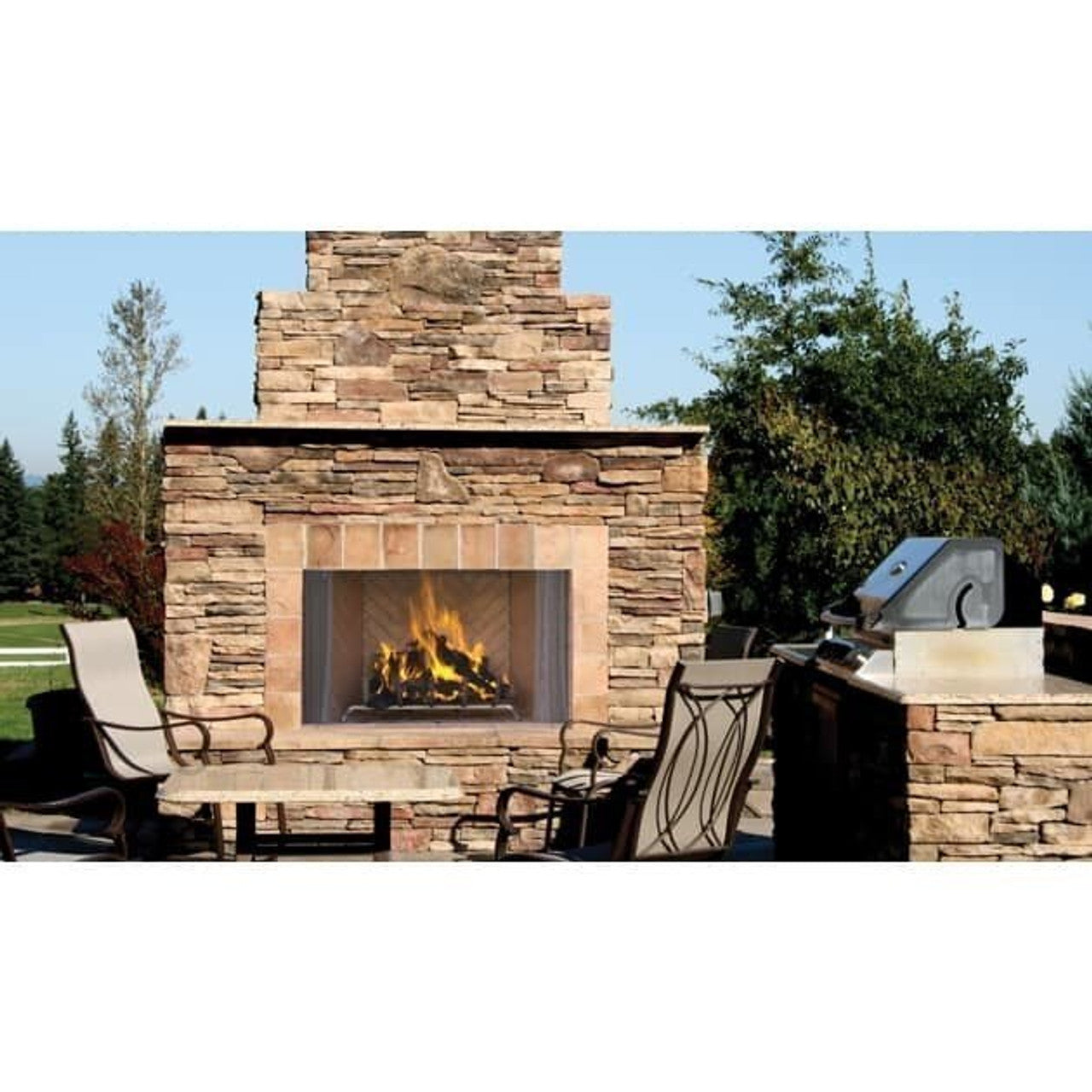 50 Inch Outdoor Wood Burning Fireplace - Heavy Duty Masonry Design for Patio, Garden, Backyard (Model WRE6050) | Perfect for Camping, BBQ Parties & Cozy Evenings
