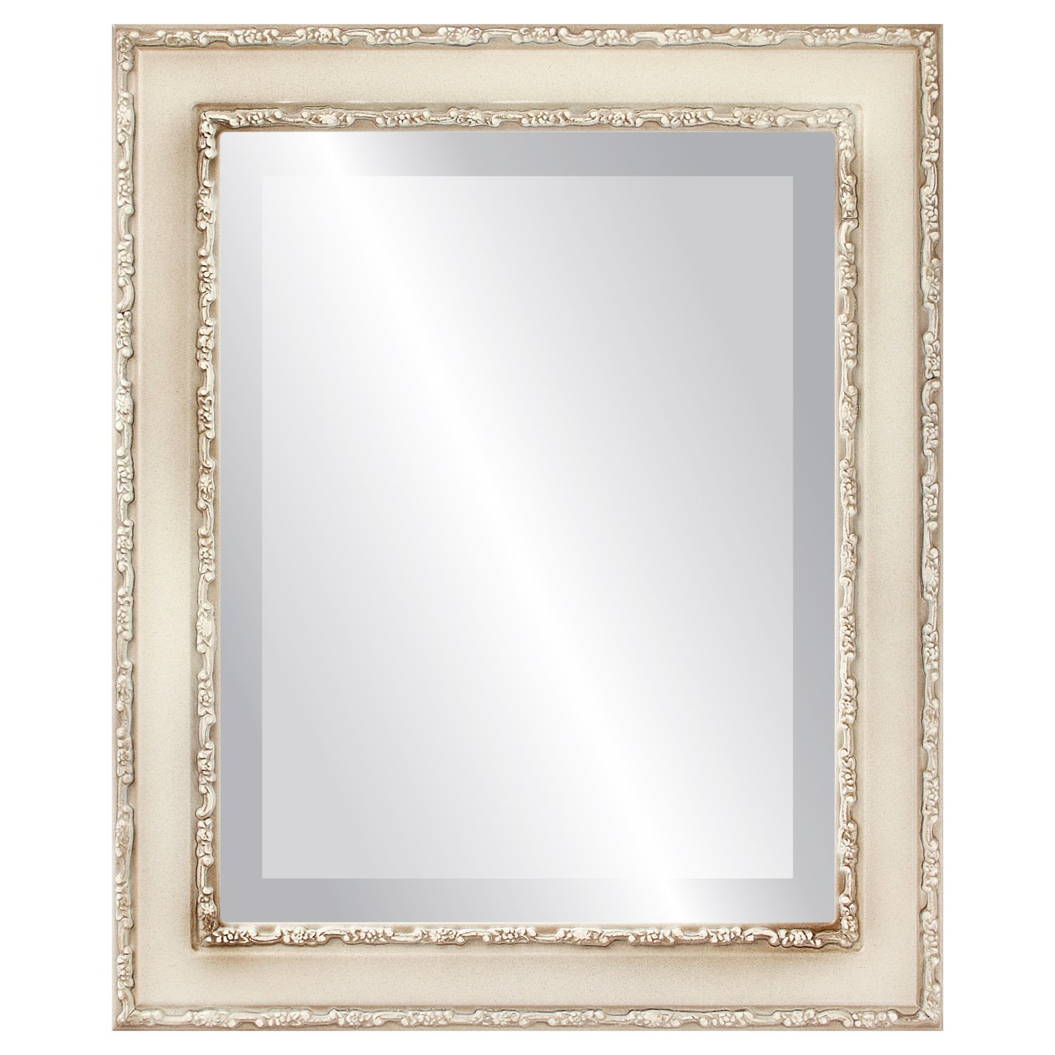 Monticello Style Rectangle Beveled Wall Mirror 20x24 Inches - Taupe Framed Ovalcrest Decorative Mirror for Living Room, Bedroom & Entryway Decor
