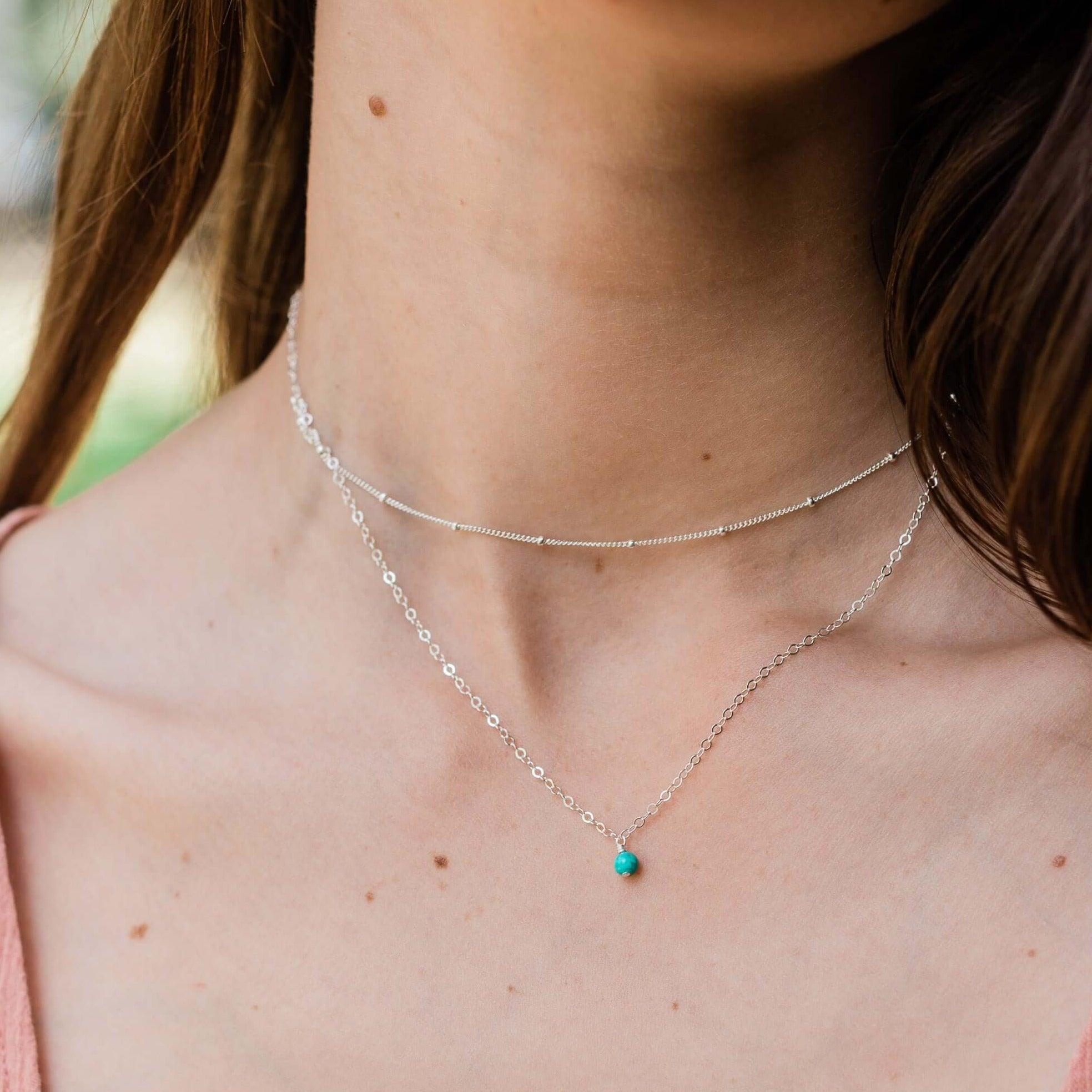 Turquoise Gemstone Layered Choker Necklace for Women | Bohemian Style Beaded Chain Jewelry | Perfect for Festivals, Weddings & Everyday Wear
