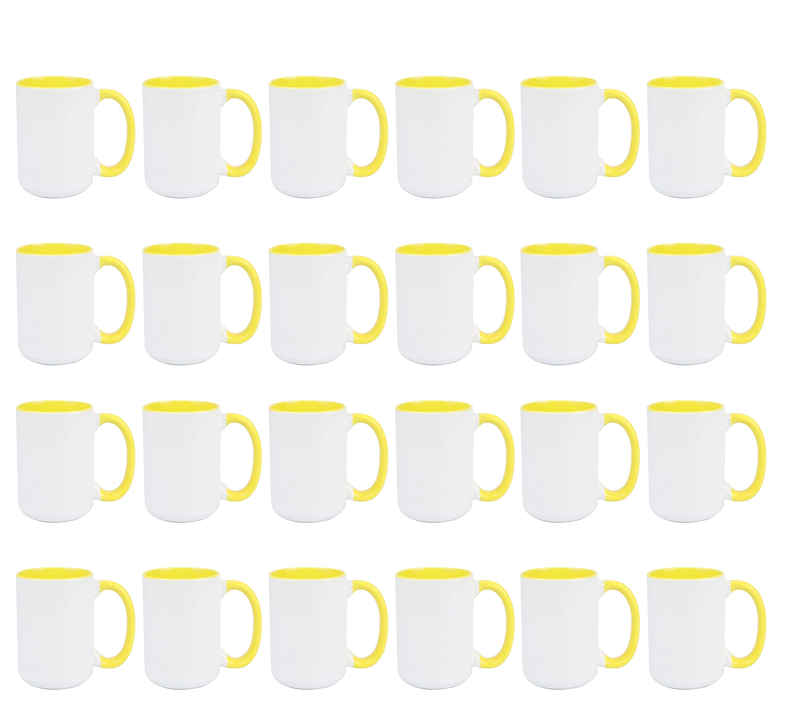 24-Pack Yellow 15oz Ceramic Sublimation Coffee Mugs - Perfect for Custom Printing, Bulk Orders, Office Gifts & Promotional Events