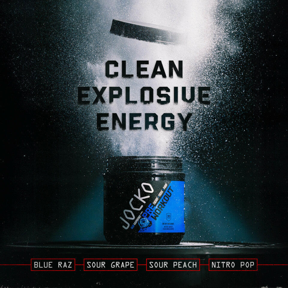 JOCKO Pre Workout Powder - Energy & Endurance Booster for Gym, Running & Fitness | Natural Performance Enhancer for Men & Women