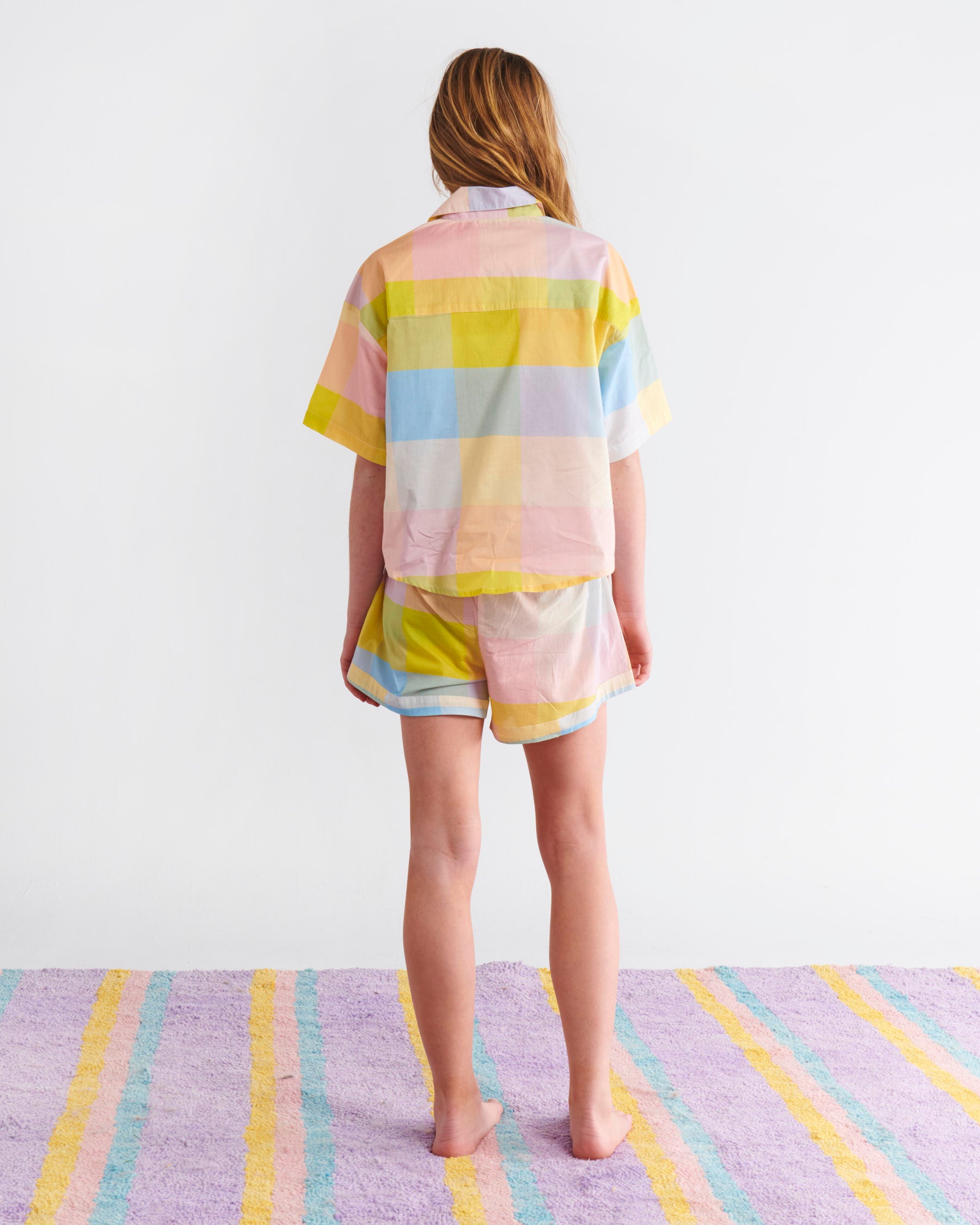 Corfu Tartan Teen Organic Cotton Short Sleeve Pajama Set - Soft & Breathable Sleepwear for Boys & Girls - Perfect for Sleepovers, Lounging & Travel