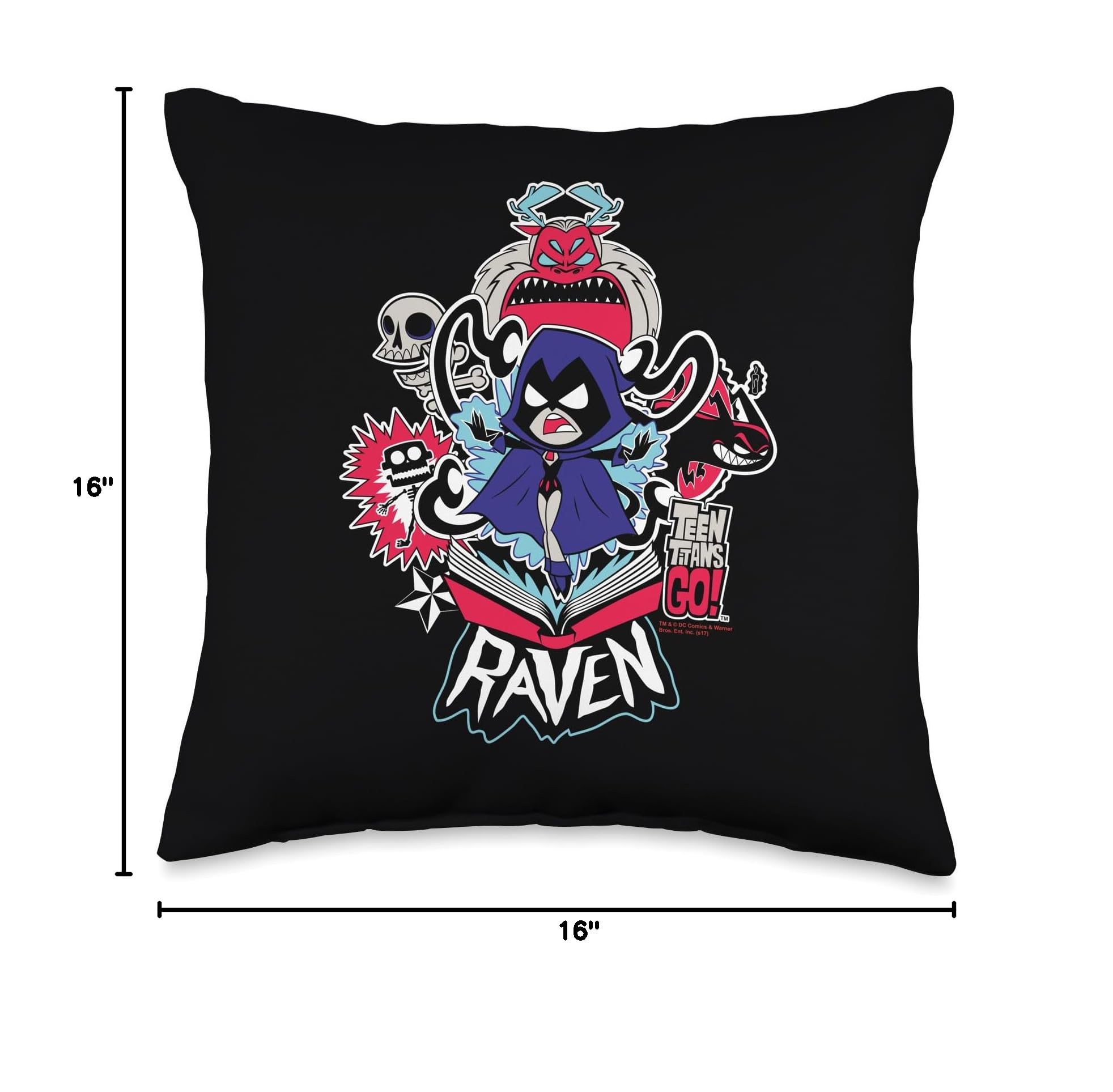 Teen Titans Go! Raven Throw Pillow - Soft Anime Cushion for Bed, Sofa & Gaming Chair - DC Comics Superhero Home Decor Gift for Fans