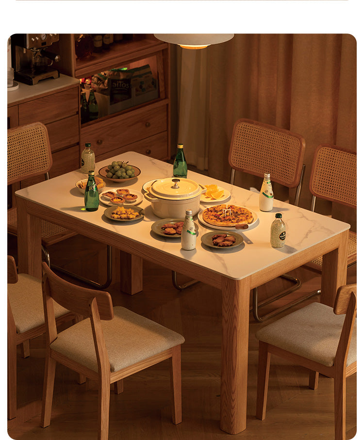 Solid Oak Wood Dining Table - Simple Modern Design for Kitchen, Dining Room & Small Spaces