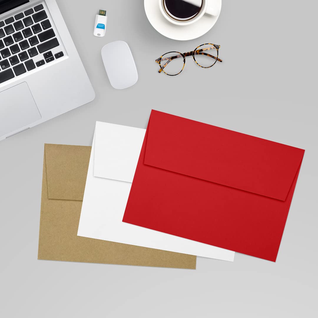 LUXPAPER A7 Printable Invitation Envelopes for 5x7 Cards - 80 lb. Ruby Red, Peel & Press Seal, 1000 Pack (5.25