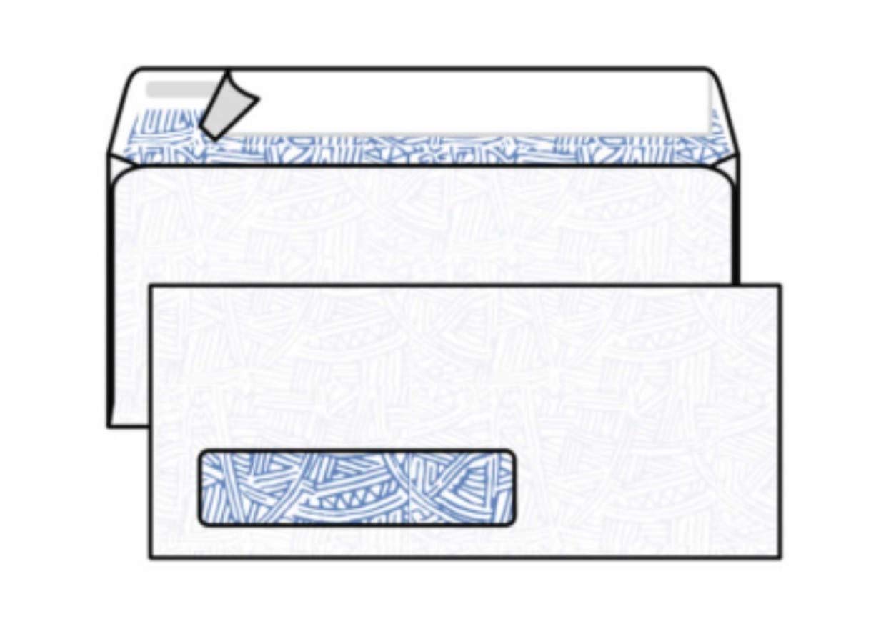 Premium No. 10 White Side Seam Window Envelopes with Wesco® Blue Tint & Kwik-Tak® Adhesive - 4-1/8