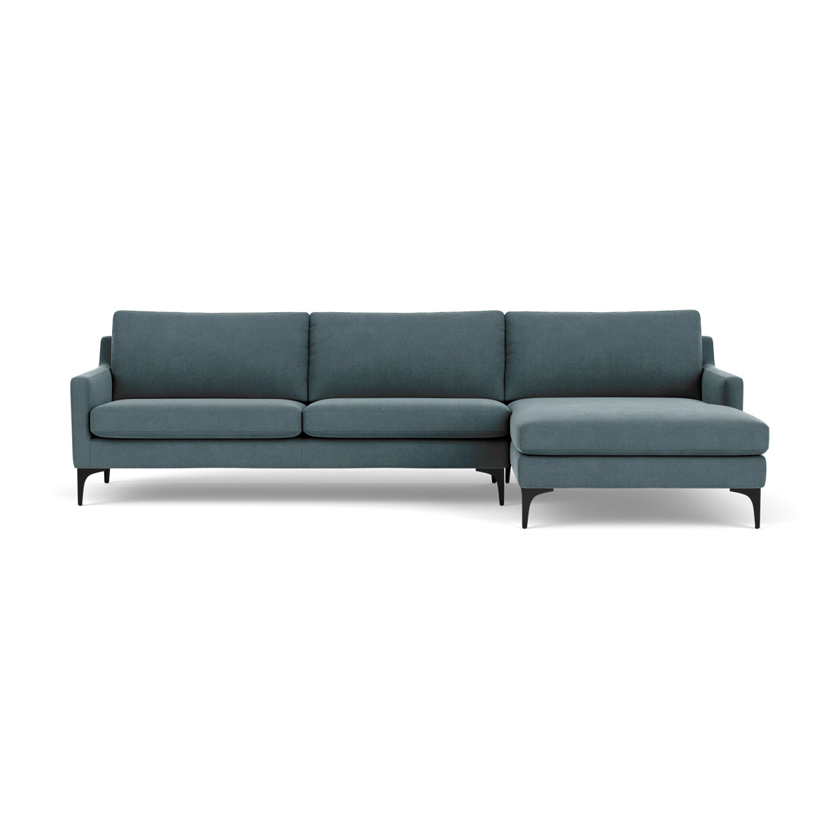 Astha Fabric Right Chaise Sofa - Modern Upholstered Sectional Couch for Living Room, Lounge & Small Spaces