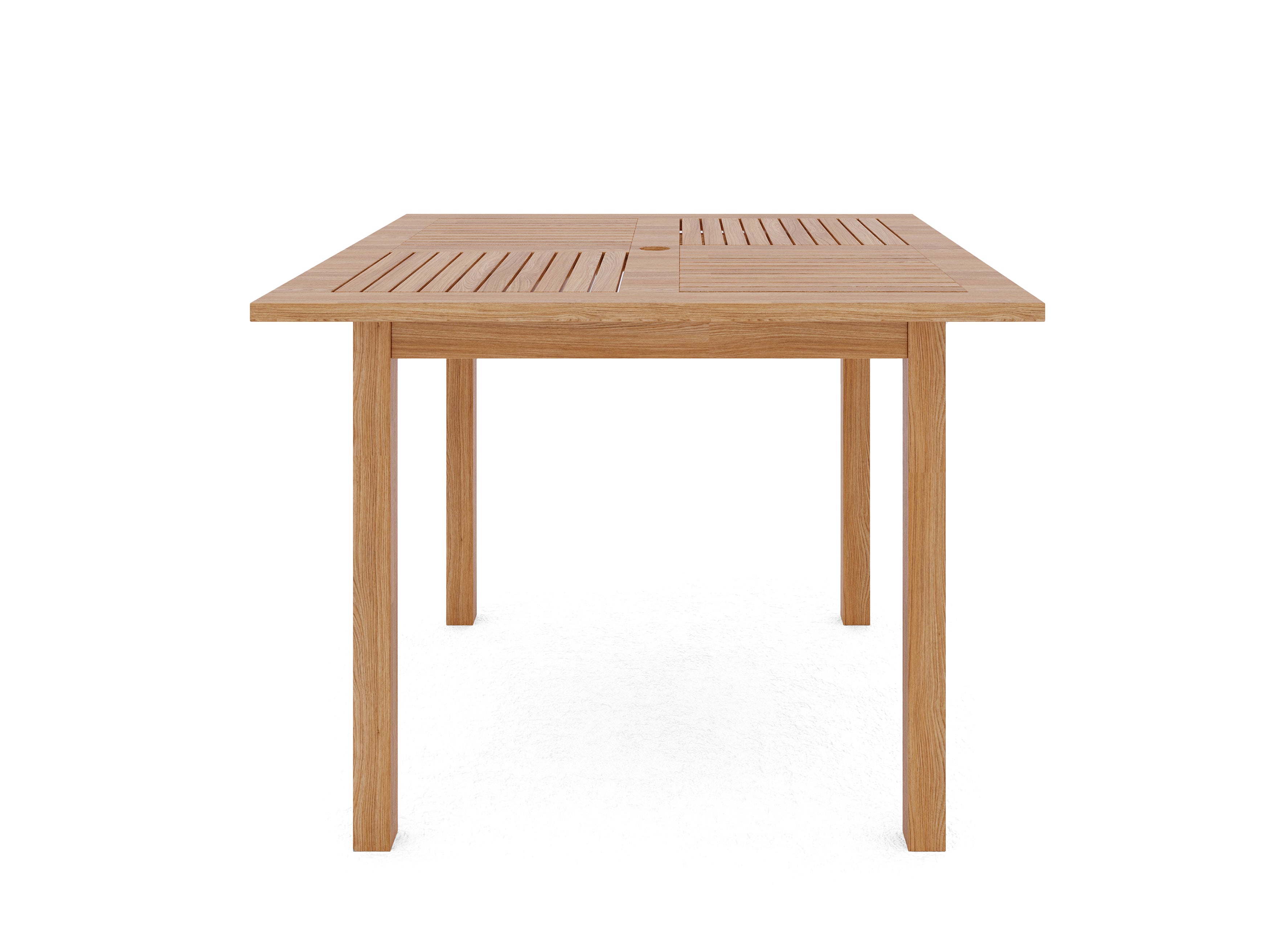 Teak Outdoor Dining Table with Umbrella Hole - Mathieu Square Design for Patio, Garden, and Backyard Entertaining
