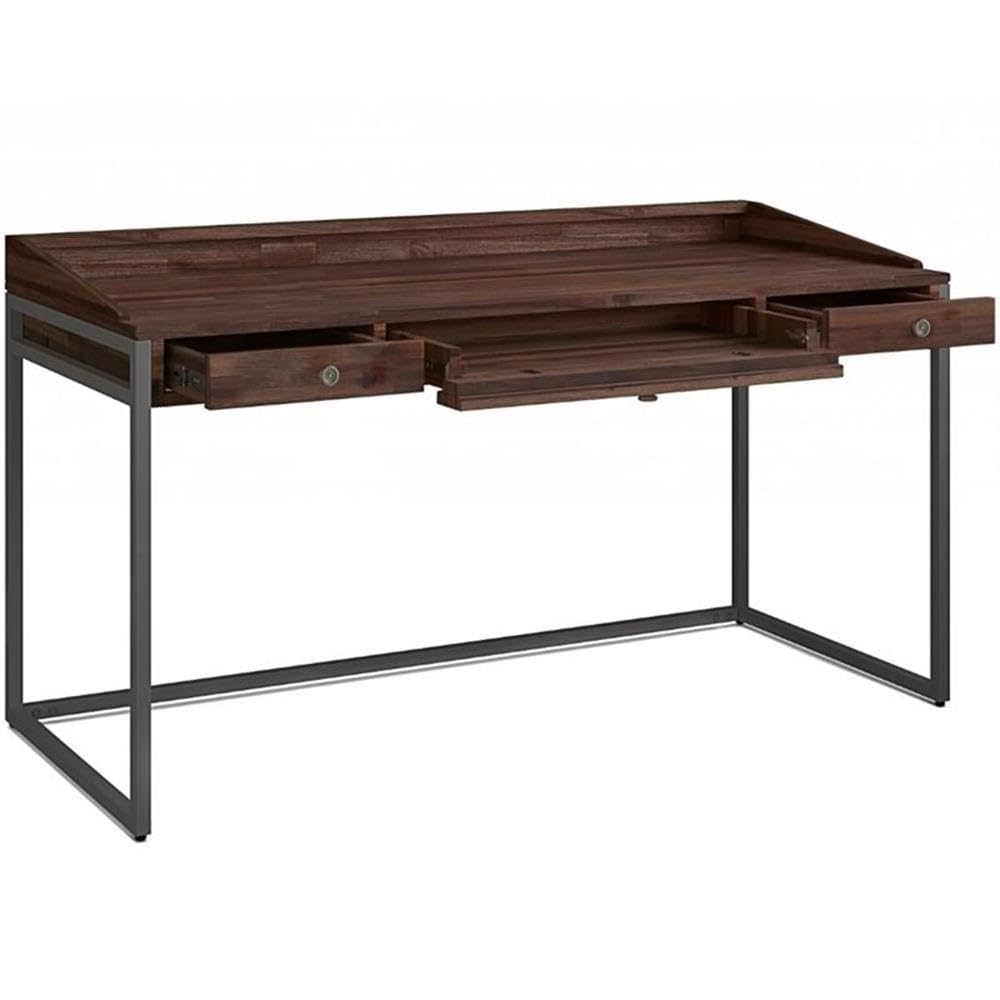 60 Inch Solid Wood Computer Desk - Industrial Rustic Home Office Desk for Small Spaces, Modern Study Table for Bedroom, Distressed Brown Writing Work Desk | Perfect for Remote Work, Online Classes & Home Office Setup