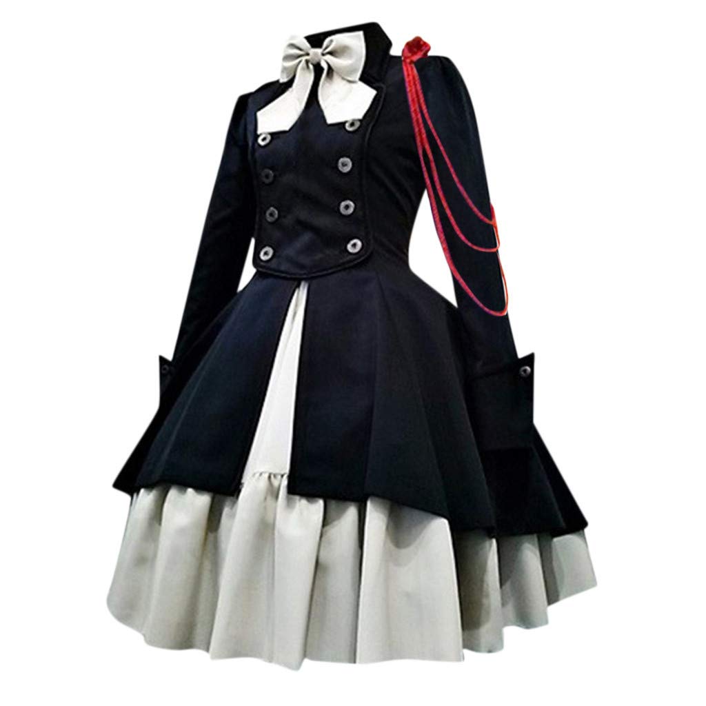 Gothic Lolita Dress for Women - Vintage Bow & Ruffle Steampunk Costume with Long Sleeves | Renaissance Cosplay Outfit for Halloween, Anime Conventions & Themed Parties