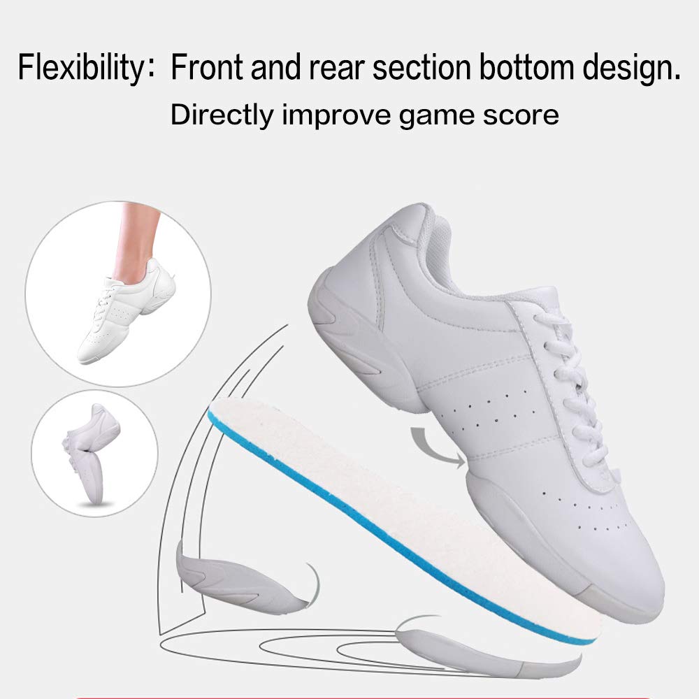 Best Cheerleading Shoes for Youth Girls - White Athletic Dance Sneakers for Competition, Sport & Training - Perfect for Cheer, Dance & Gym Performance
