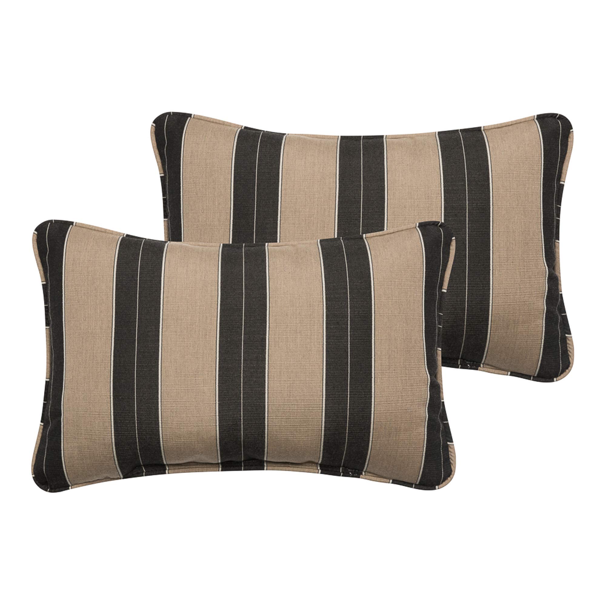 2 Pack Tan and Black Striped Rectangular Lumbar Pillows - 20