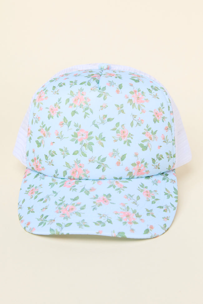 Blue Floral Trucker Hat for Women & Men - Vintage Style Adjustable Snapback Cap - Perfect for Outdoor, Hiking, and Summer Fashion