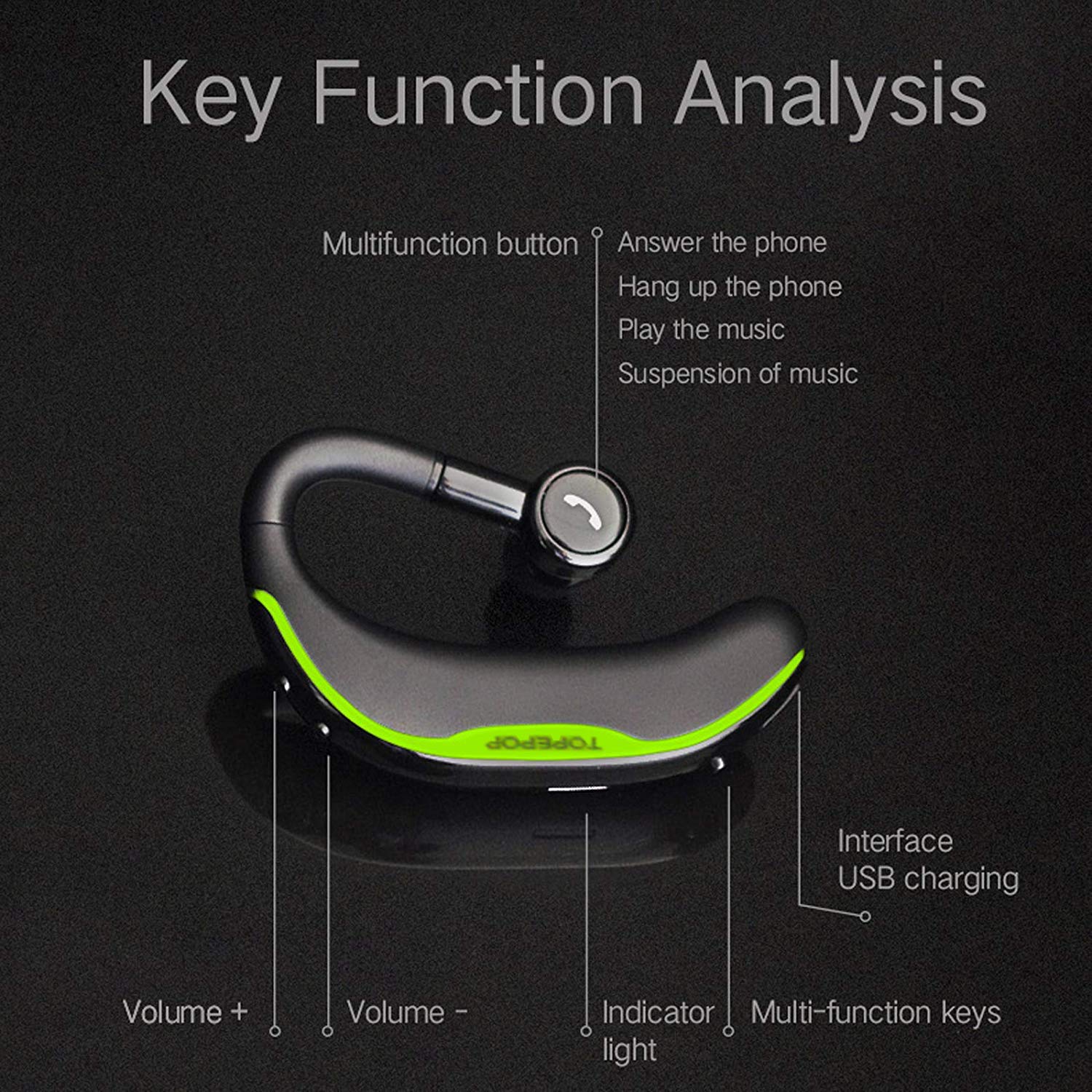 Wireless Bluetooth Earbuds with Noise Cancellation, Hands-Free Calling Headset for iPhone & Android, Long Battery Life Earphones for Business, Office, Driving - Comfortable for Men & Women (Green) | Perfect for Commuting, Work Calls & Online Meetings