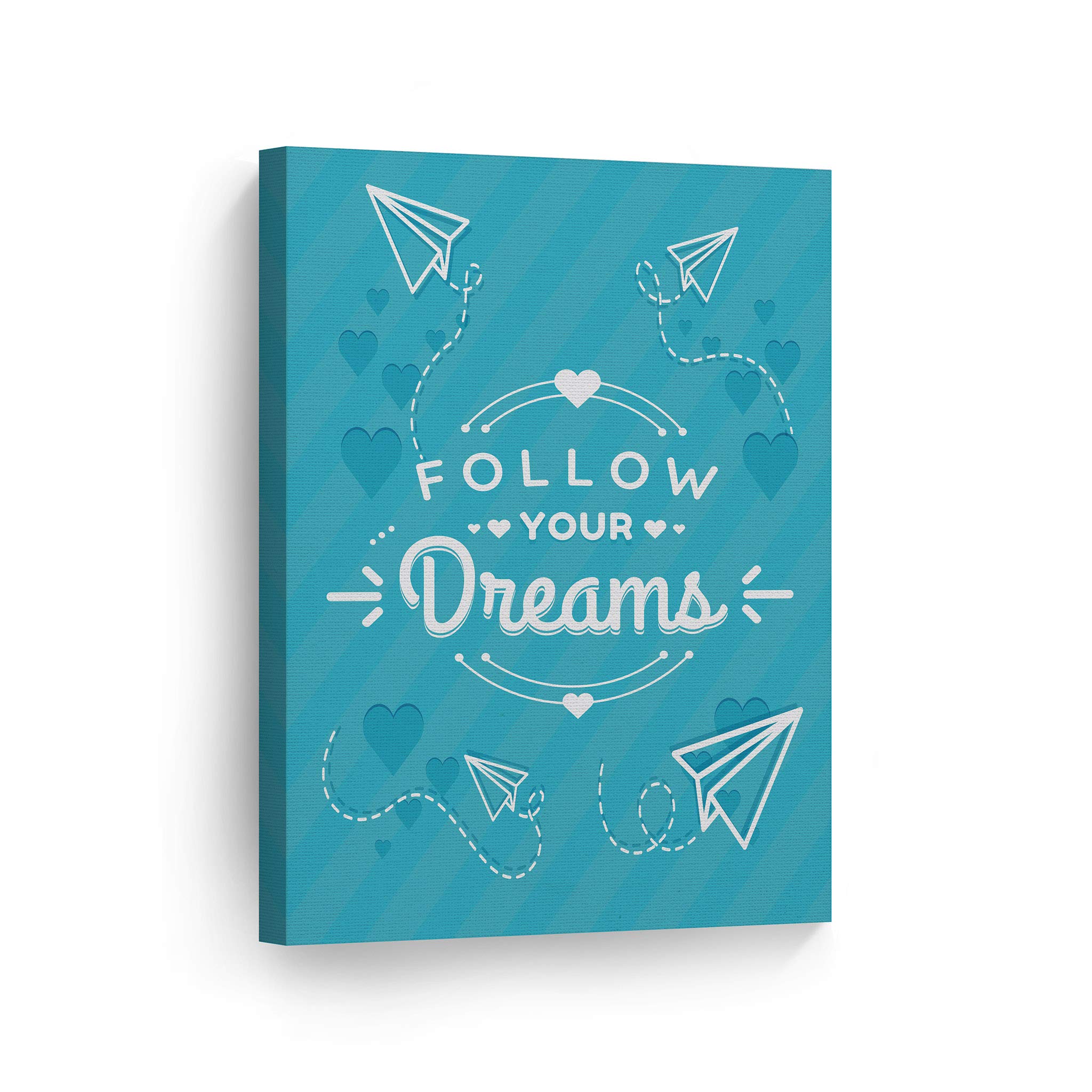 Follow Your Dreams Motivational Wall Art Canvas Print - Inspirational Home Decor Ready to Hang - 22x15 Inches - Made in USA - Perfect for Living Room, Bedroom & Office Decor