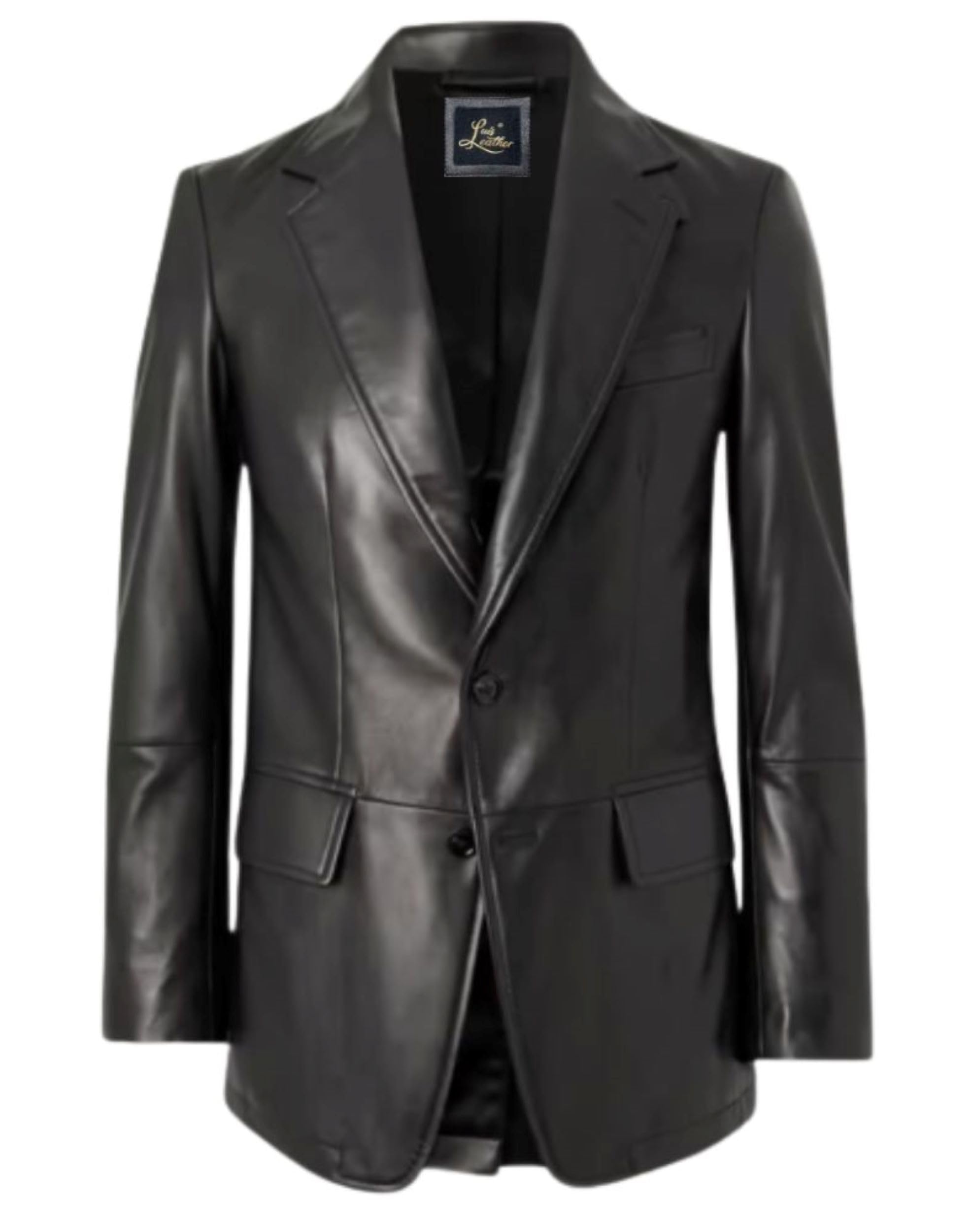 Premium Men's 2-Button Lambskin Leather Blazer - Notched Lapel Casual Coat Style Jacket for Business & Evening Wear | Office, Dinner Dates & Special Occasions