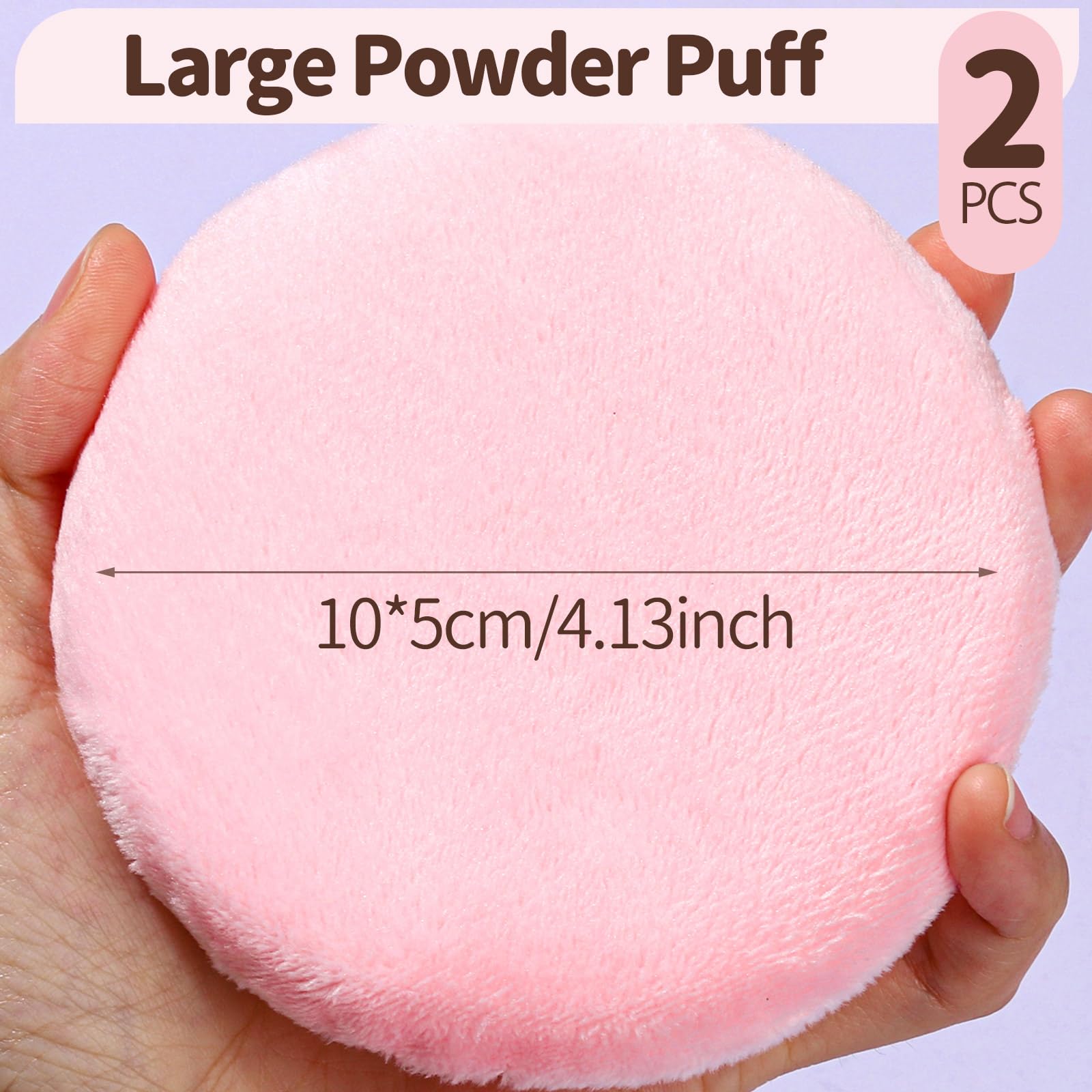 Teenitor 2Pcs Large Soft Pink Powder Puff (4.13 Inch) for Body Powder Application - Perfect for Makeup, Baby Powder & Loose Powder Application at Home or Travel