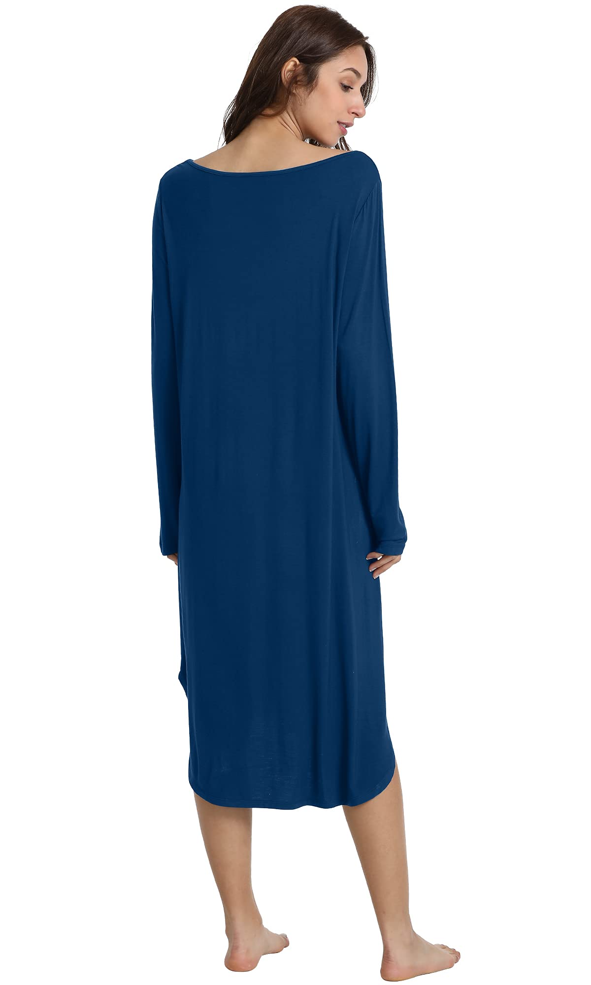 Soft Bamboo Nightgowns for Women - Long Sleeve Sleep Shirt & Comfy Loungewear - Plus Size S-4X - Perfect for Relaxing at Home or Cozy Sleepwear