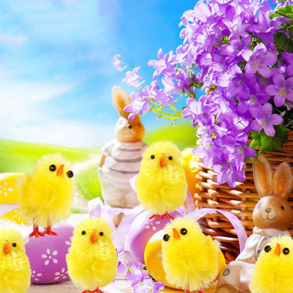 ARTIBETTER 120pcs Mini Easter Chicks Plush Toys - Small Chenille Stuffed Chicks for Easter Bonnet Decorations, Party Favors, Basket Fillers & Spring Home Decor - Cute Yellow Easter Decor for Kids & Toddlers
