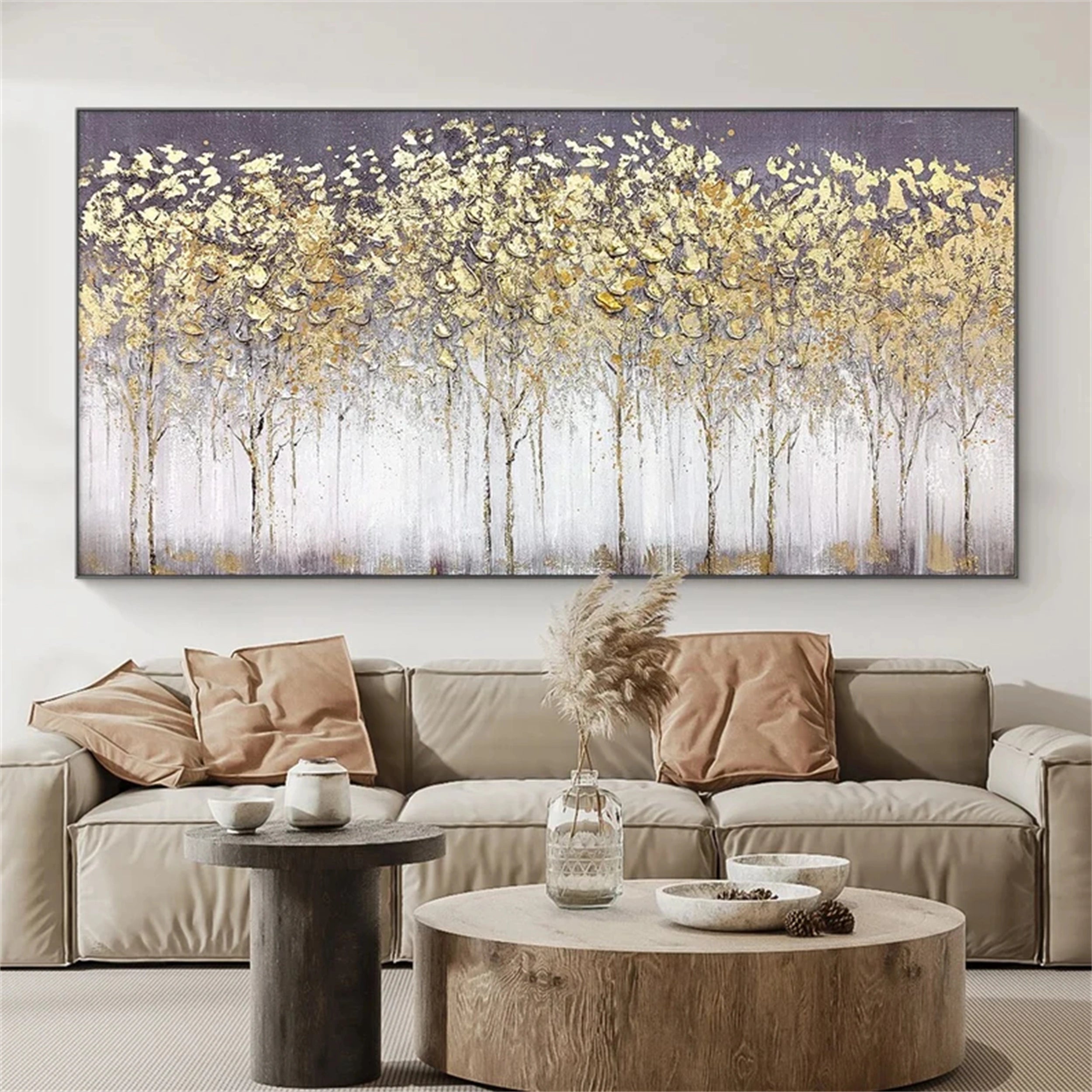 Beautiful Flower and Tree Painting #FT032 - Handmade Canvas Art for Home Decor, Living Room, Bedroom & Office Wall
