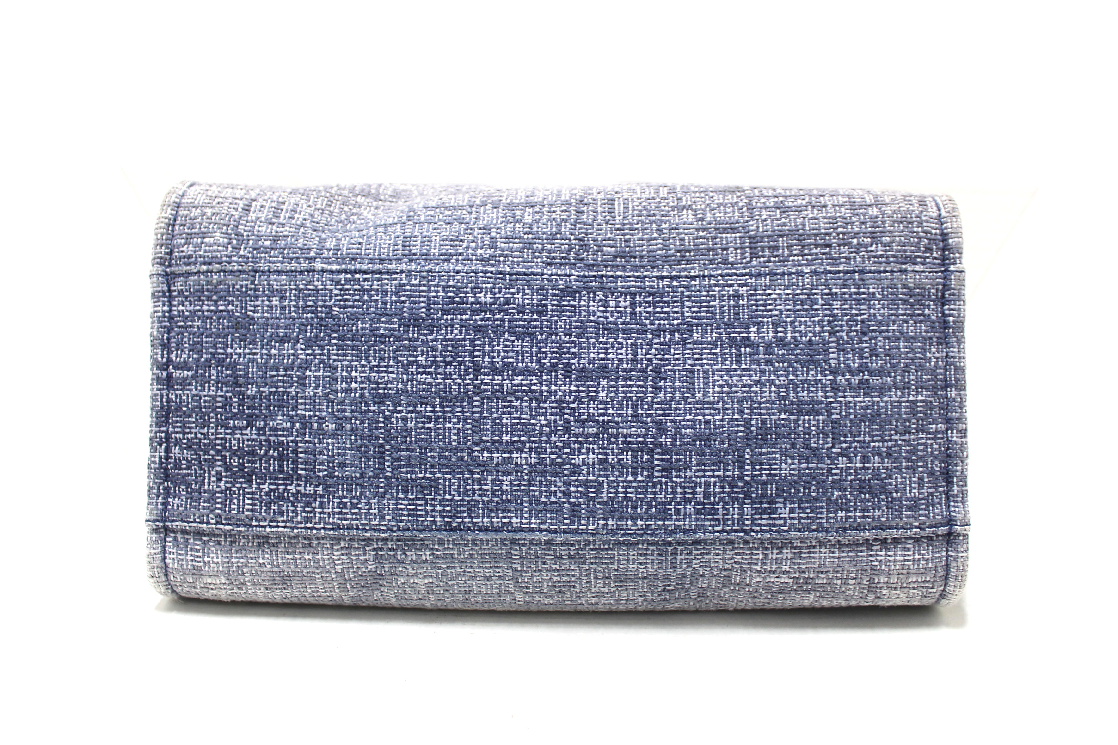Authentic Chanel Blue Tweed Maxi Deauville Shopping Tote Bag - Luxury Designer Handbag for Women, Perfect for Travel, Work & Everyday Use