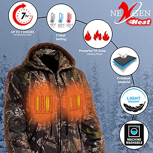 Nexgen Heat NXL2776SET Women's Heated Camouflage Hoodie with Battery Pack - Warm Hunting Jacket for Outdoor Winter Activities, Camping & Cold Weather Adventures