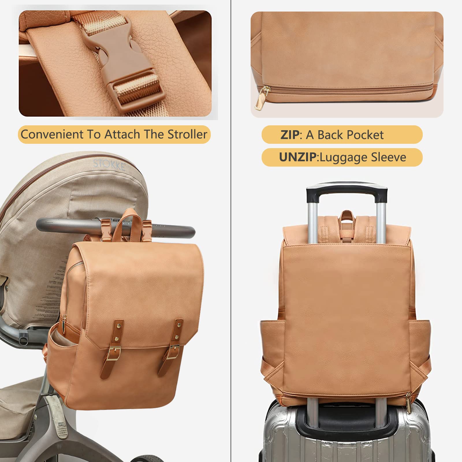 Miss Fong Large Capacity Diaper Bag Backpack with Insulated Pockets - Perfect for Baby Essentials, Travel & Parenting On The Go