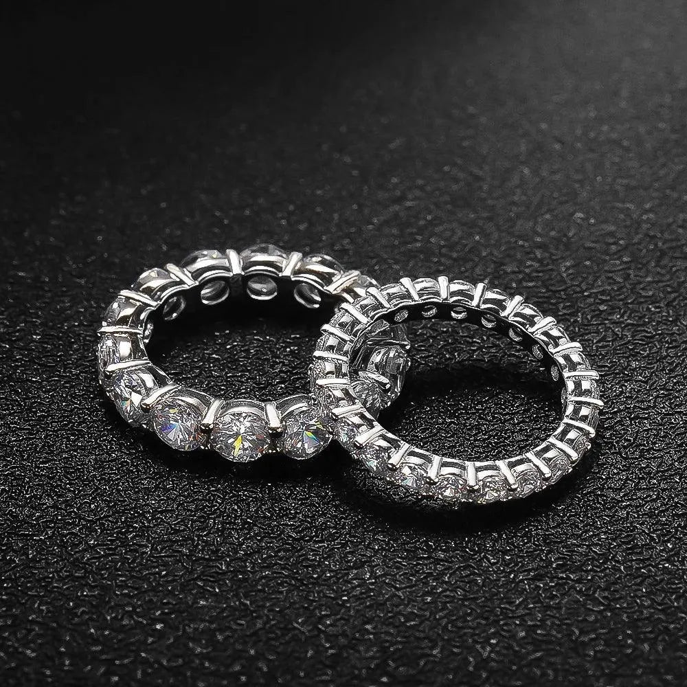 5mm 7ct D Color Moissanite Ring - 925 Silver Plated with White Gold Wedding Band, Eternity Band, Engagement Ring for Women | Perfect for Proposals, Anniversaries & Special Occasions