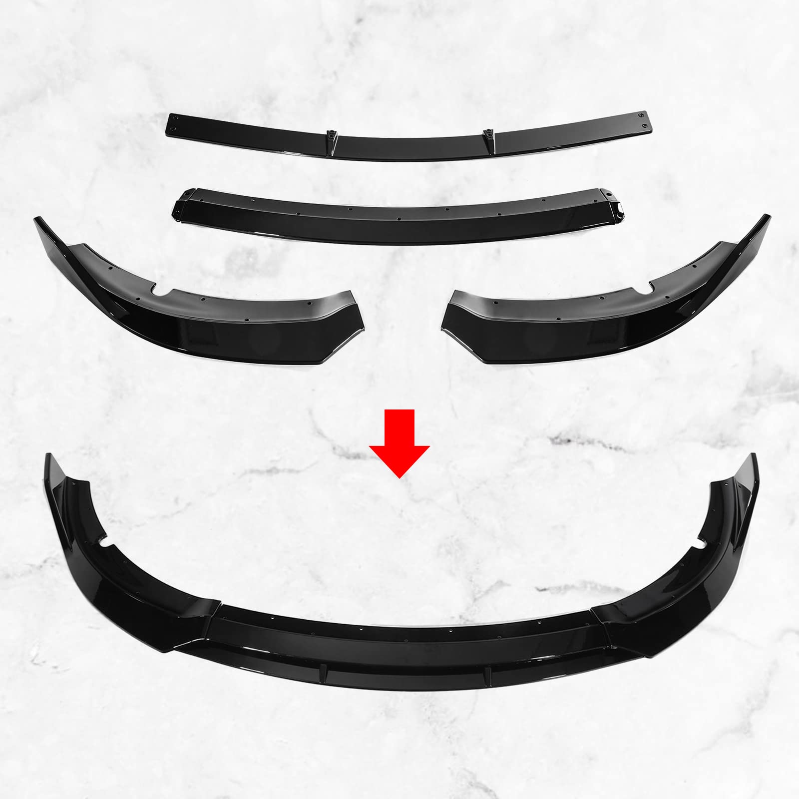 AUXMART Front Bumper Lip Splitter for 2015-2023 Dodge Charger SRT | V2 Style Gloss Black Spoiler Protector | Chin Protection Body Kit | Enhances Aerodynamics & Street Racing Style