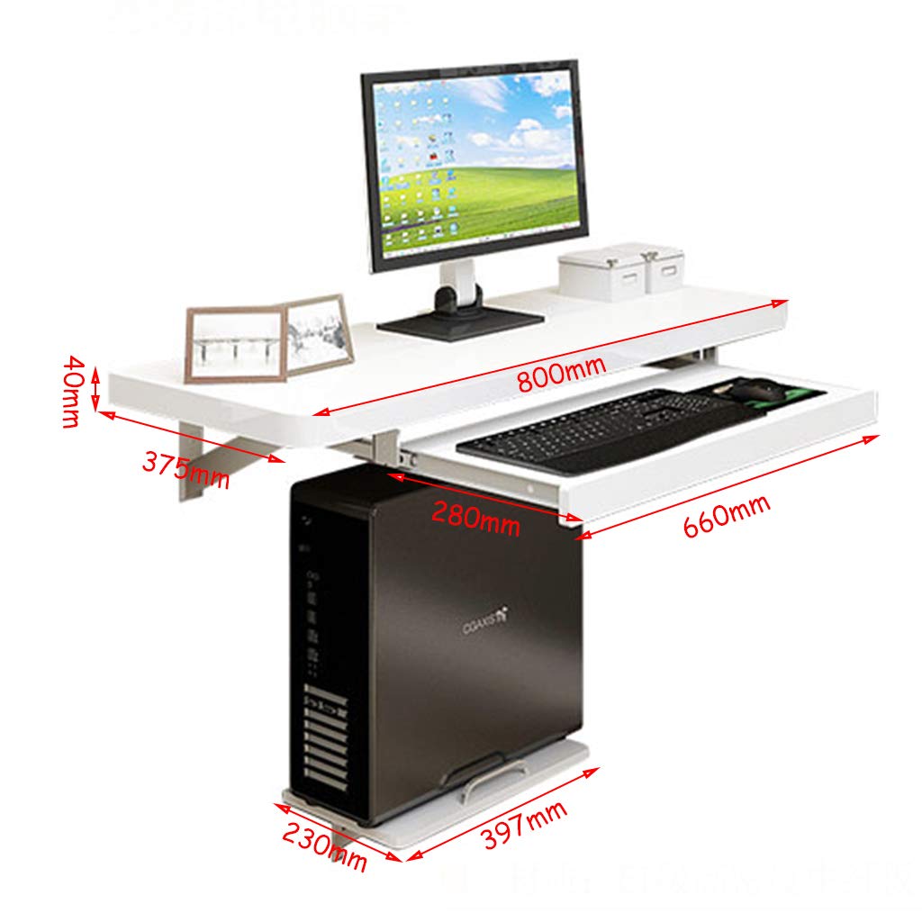 Wall-Mounted Floating Computer Desk - Adjustable Keyboard Tray & Sturdy Main Frame, 80cm Compact Study Writing Desk for Home Office, Bedroom, or Small Spaces - Perfect for Remote Work, Gaming & Laptop Use