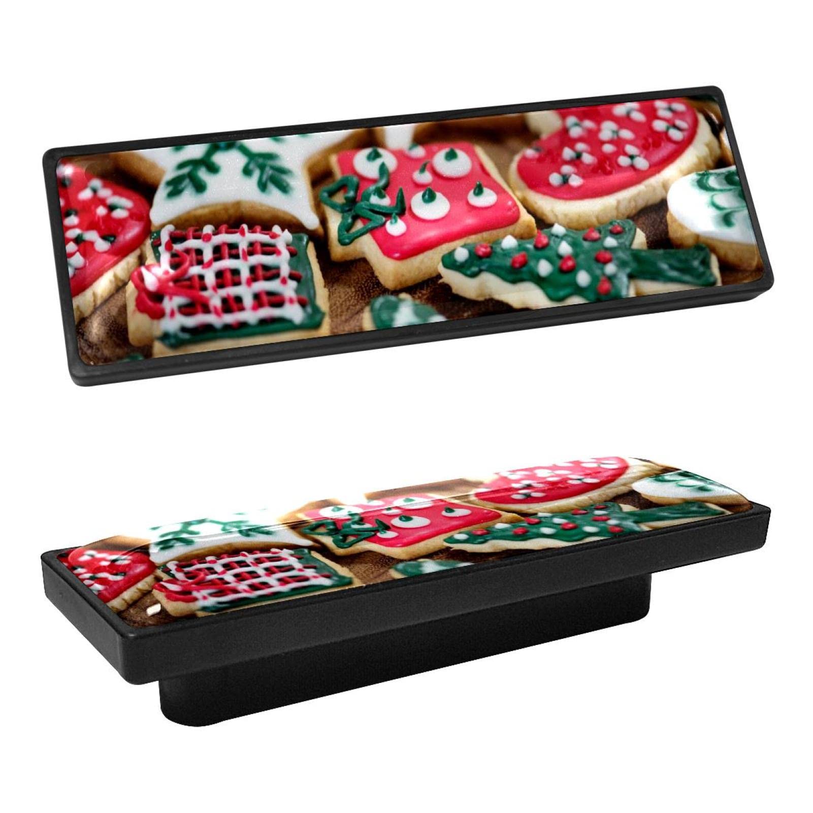 GIAPB 4Pcs Rectangle Cabinet Handles - Modern Kitchen Cabinet Knobs & Drawer Pulls - Colorful Art Food Design - Perfect for Home Kitchen Renovation & Furniture Upgrade