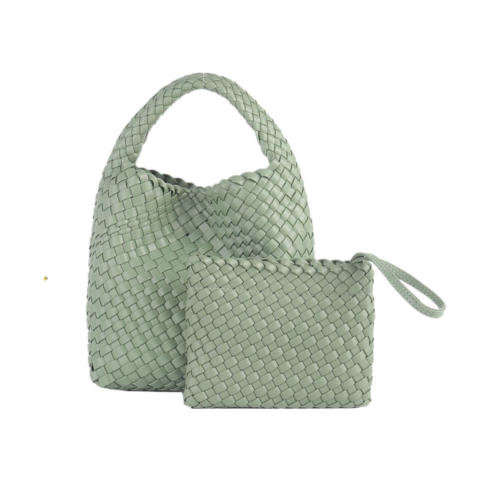 Stylish Women's Leather Handwoven Tote Bag - Fashionable Travel Shoulder Purse with Large Capacity & Built-in Wallet (Perfect for Shopping, Work Commute & Weekend Getaways)