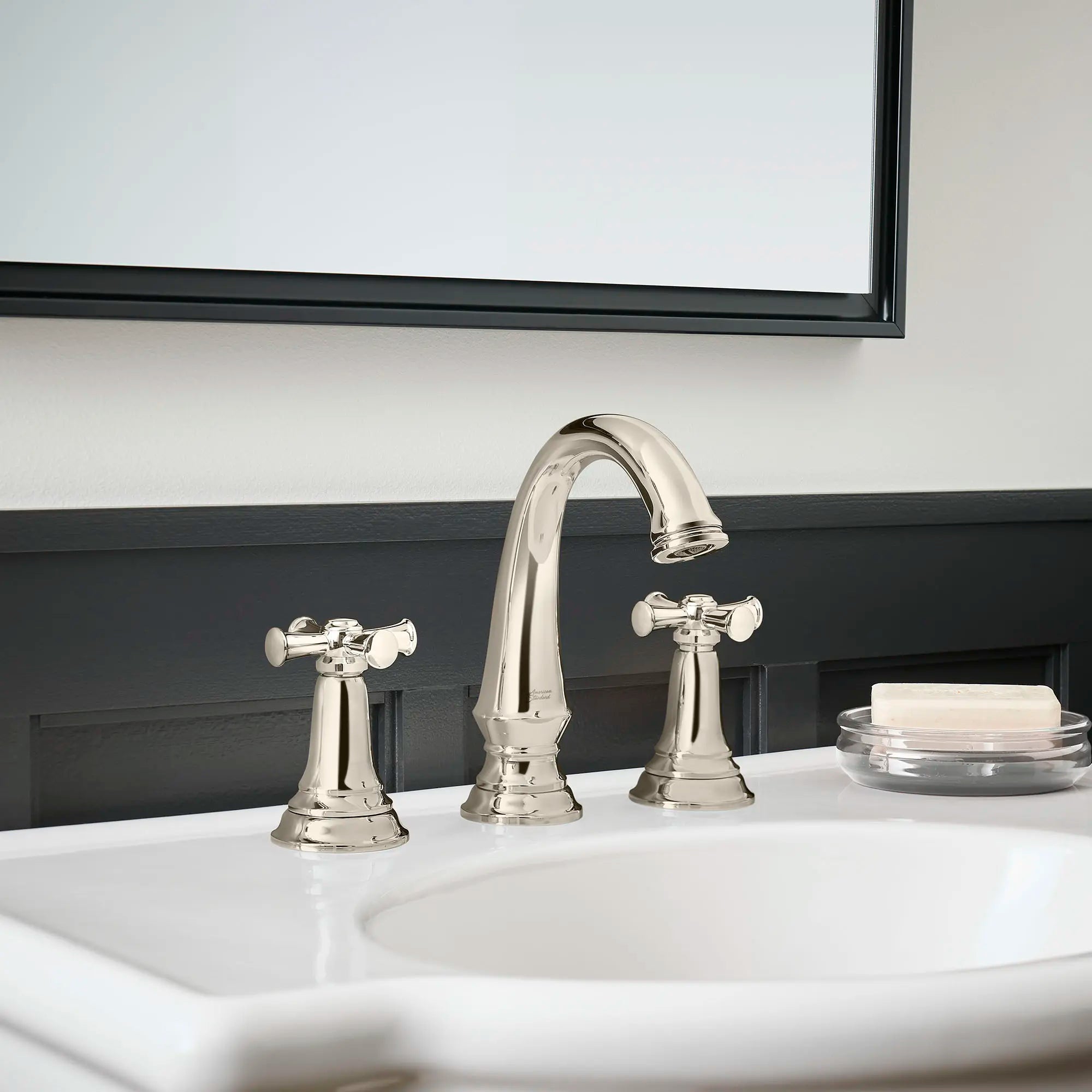 Delancey® 8 Inch Widespread 2 Handle Bathroom Faucet - 1.2 GPM/4.5 LPM Low Flow Water-Saving Design - Cross Handles for Classic Style - Perfect for Vanity, Powder Room & Guest Bathroom Installation