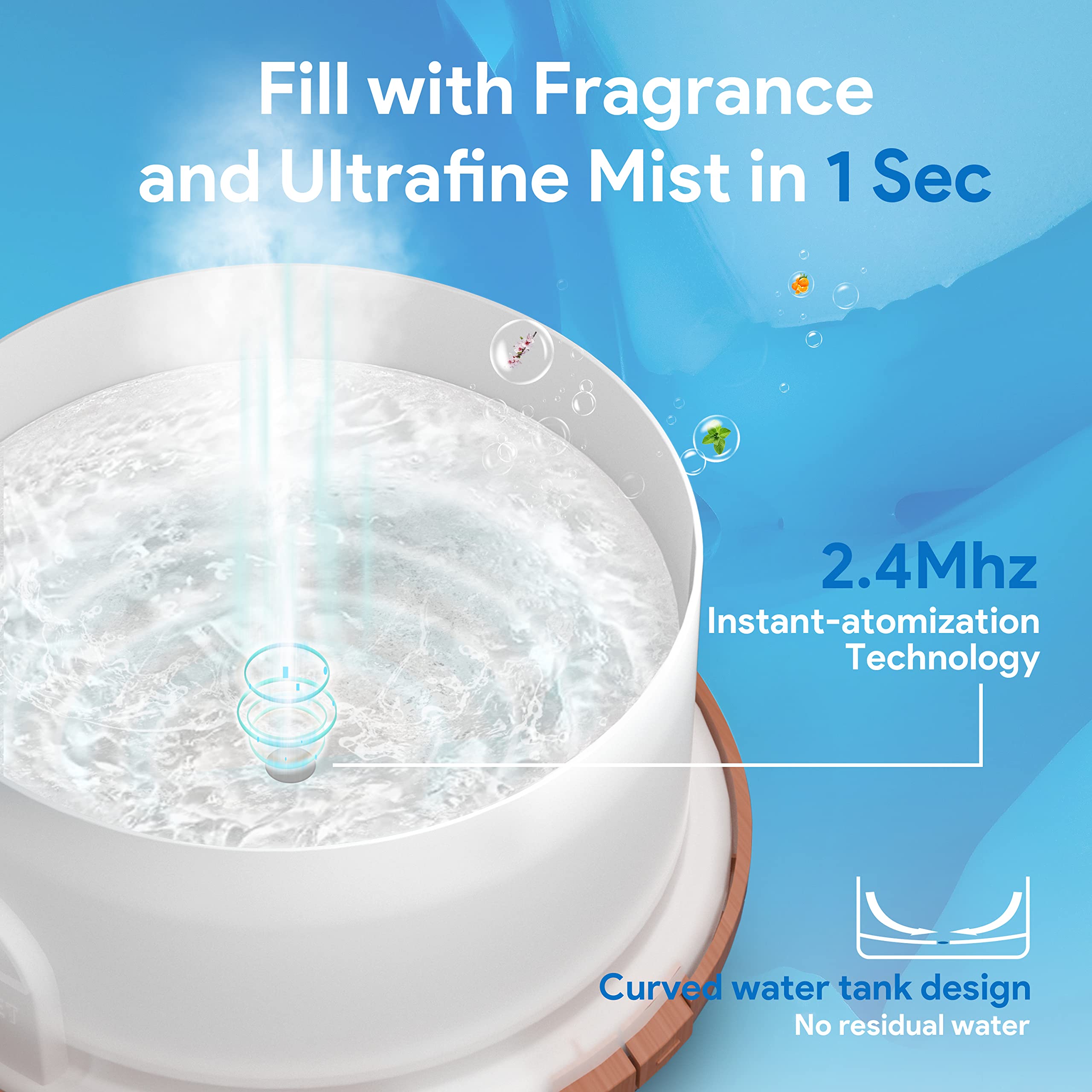 ASAKUKI 500ml Premium Essential Oil Diffuser with Remote Control - 5-in-1 Ultrasonic Aromatherapy Humidifier, Fragrance Vaporizer with Timer & Auto-Off - Perfect for Home, Office, Yoga & Spa Relaxation (Brown)